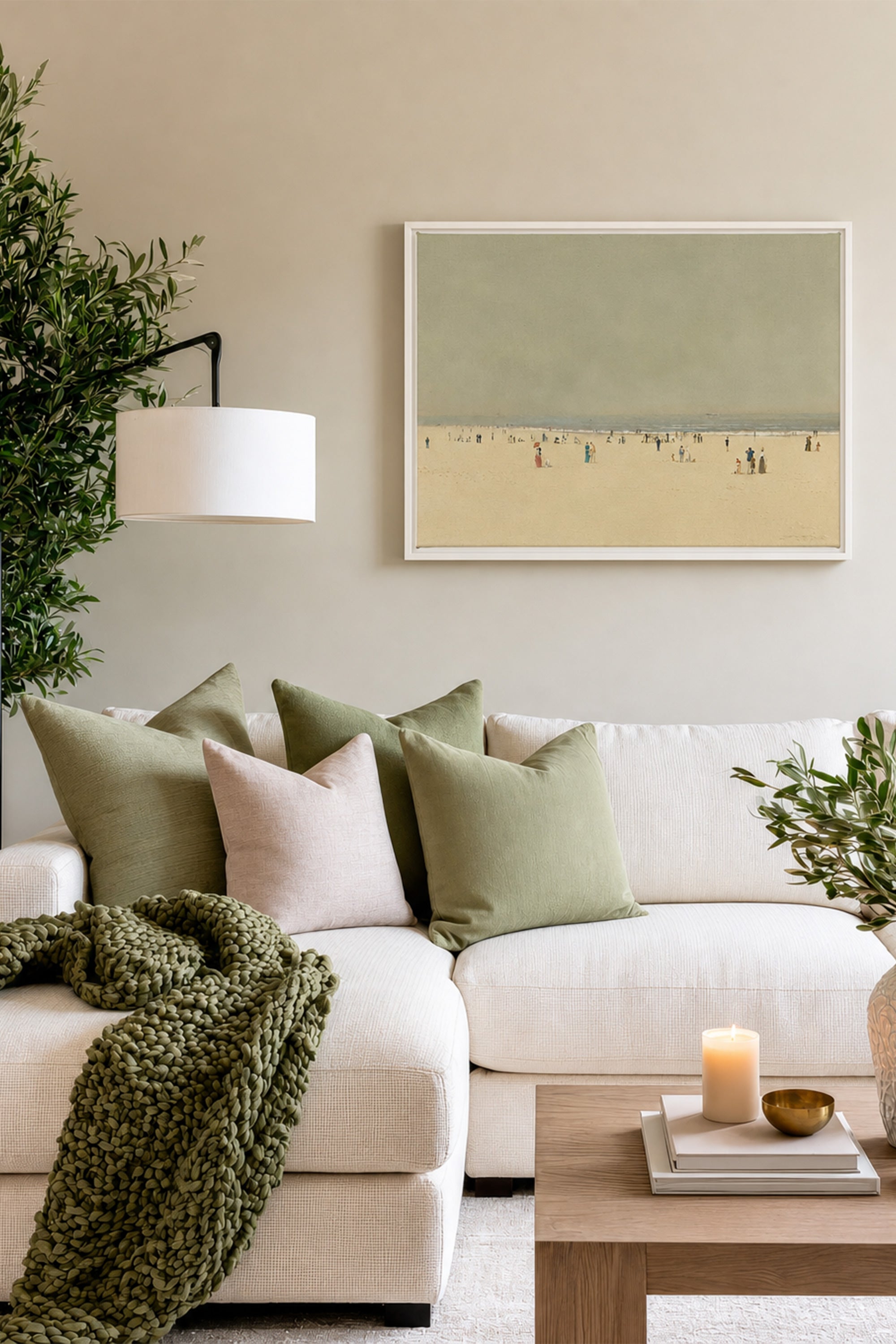 RÊVE DE RIVAGE, Oeuvre sur toile étirée, encadré Blanc