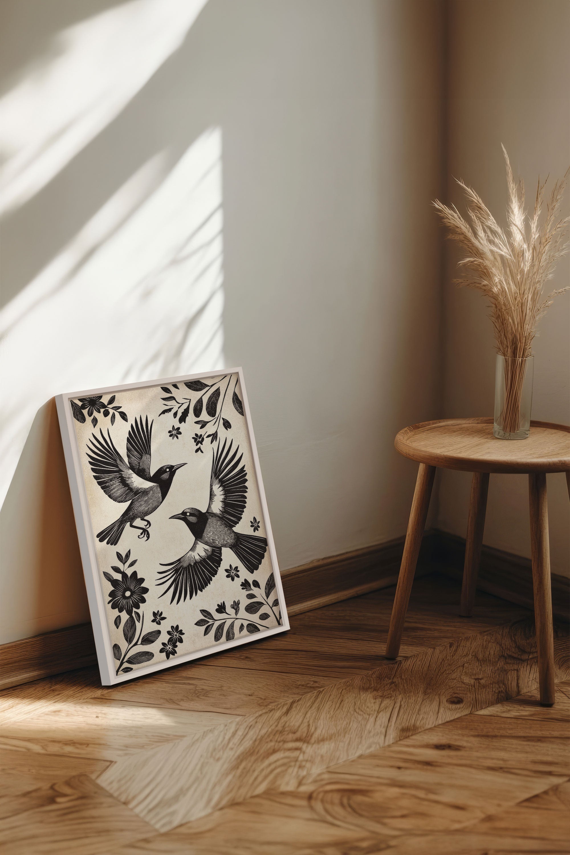 OLEKA CANVAS - DARK WINGS, Oeuvre sur toile étirée, encadré Blanc