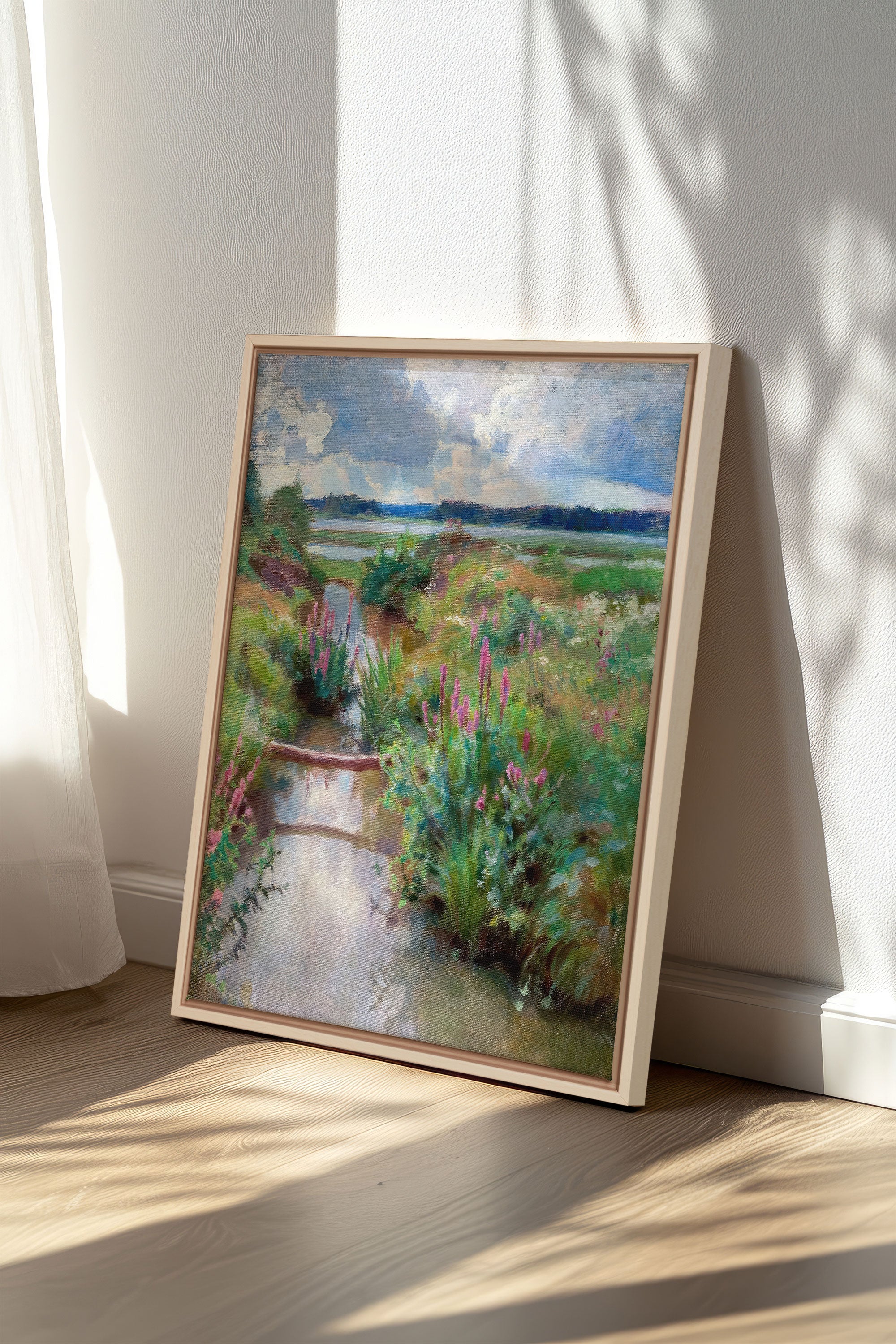 OLEKA CANVAS - DOUCE RIVIÈRE, Oeuvre sur toile étirée, encadré Naturel Clair