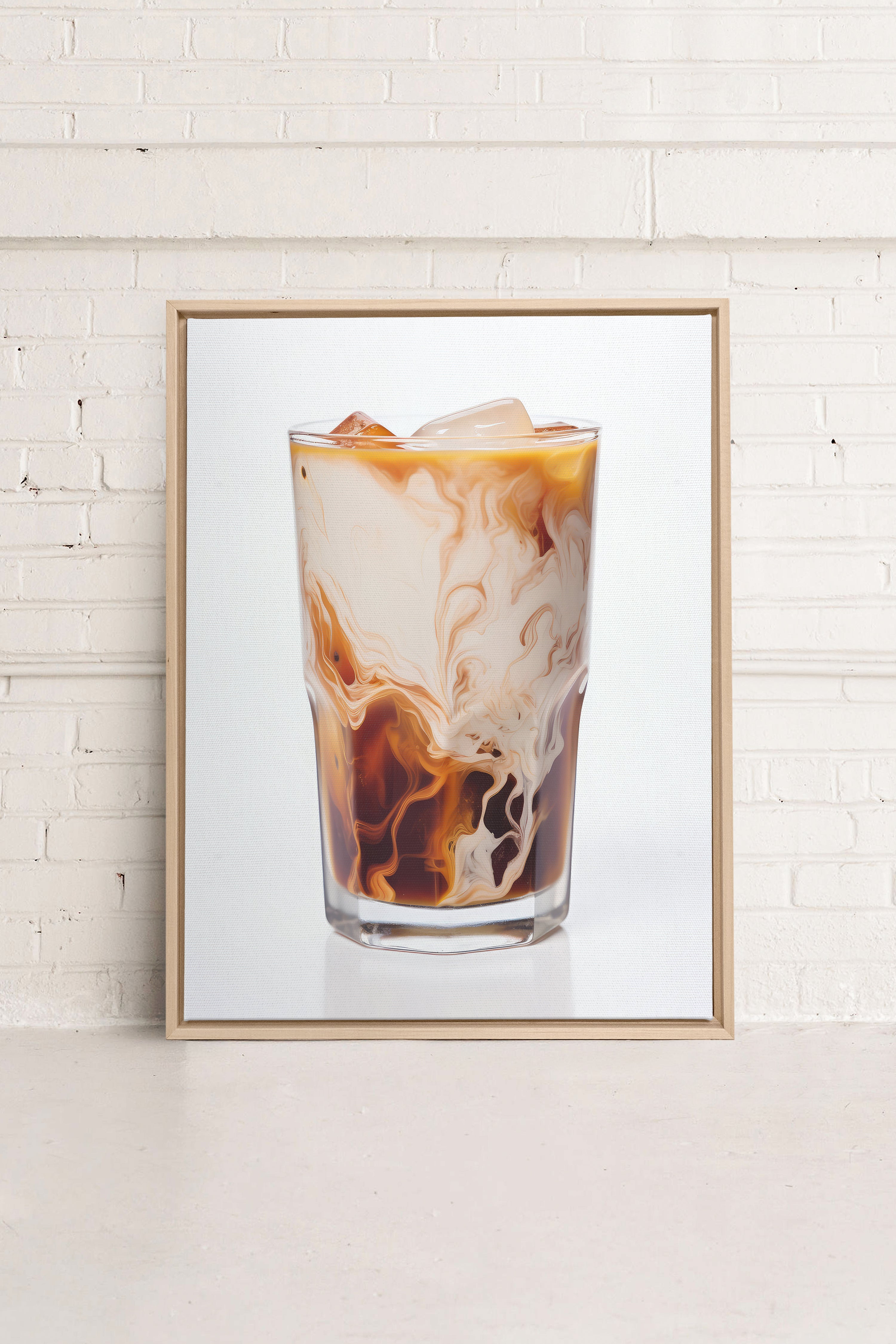 OLEKA CANVAS - ICED COFFEE, Oeuvre sur toile étirée, encadré Naturel Clair