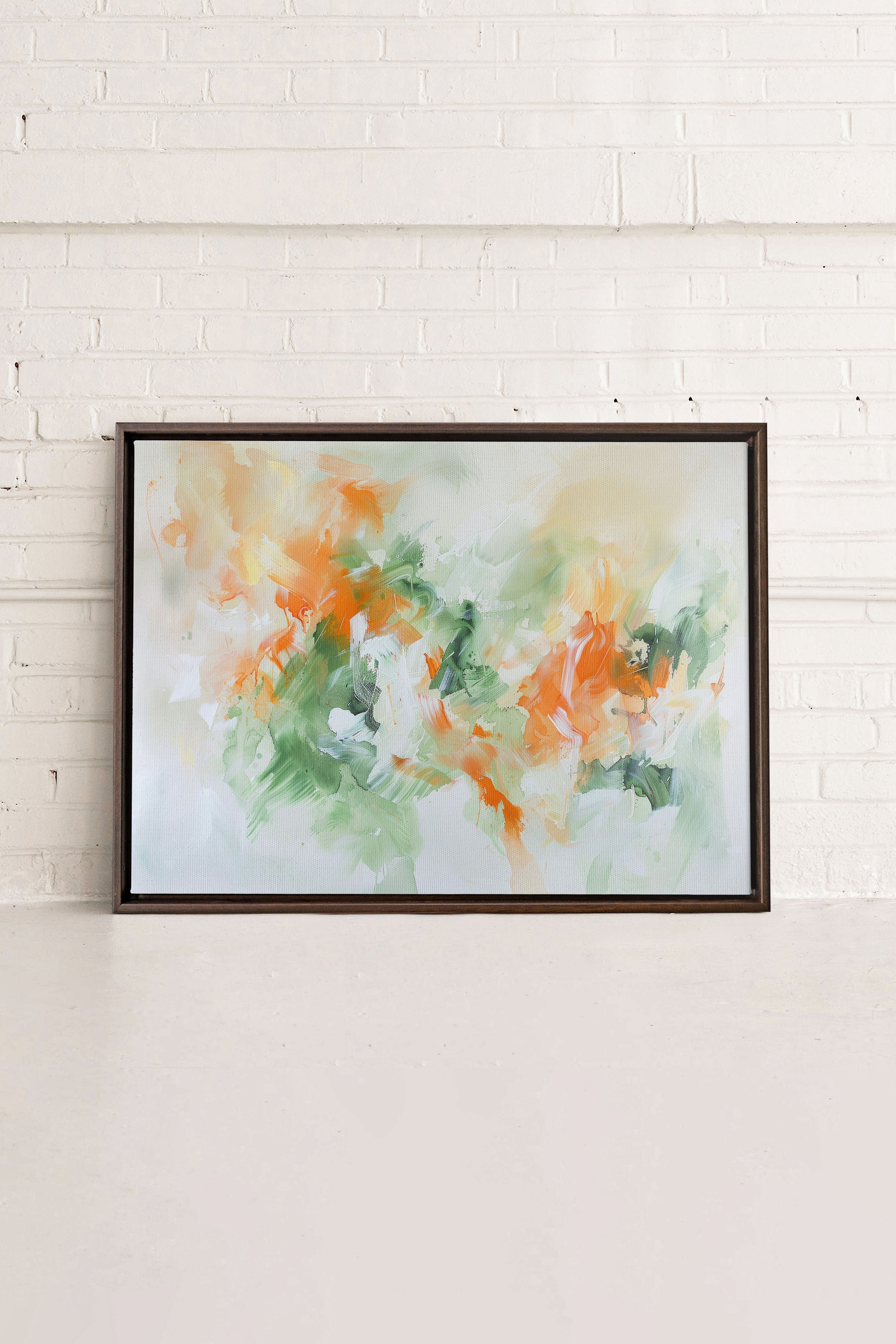 OLEKA CANVAS - ABSTRACT JUNGLE, Oeuvre sur toile étirée, encadré Brun Noyer