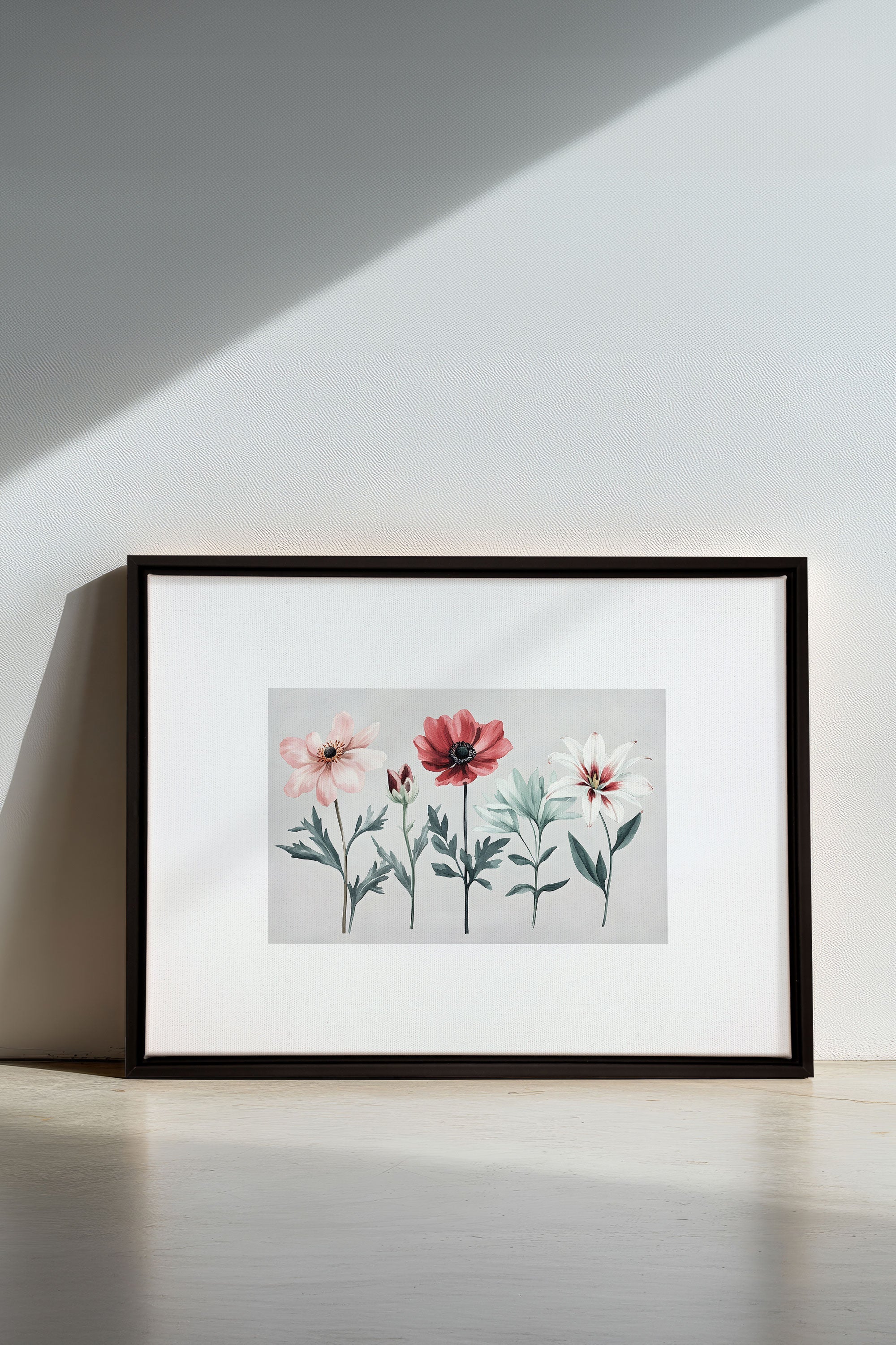 OLEKA CANVAS - FLEURS DE SAISON, Oeuvre sur toile étirée, encadré Noir