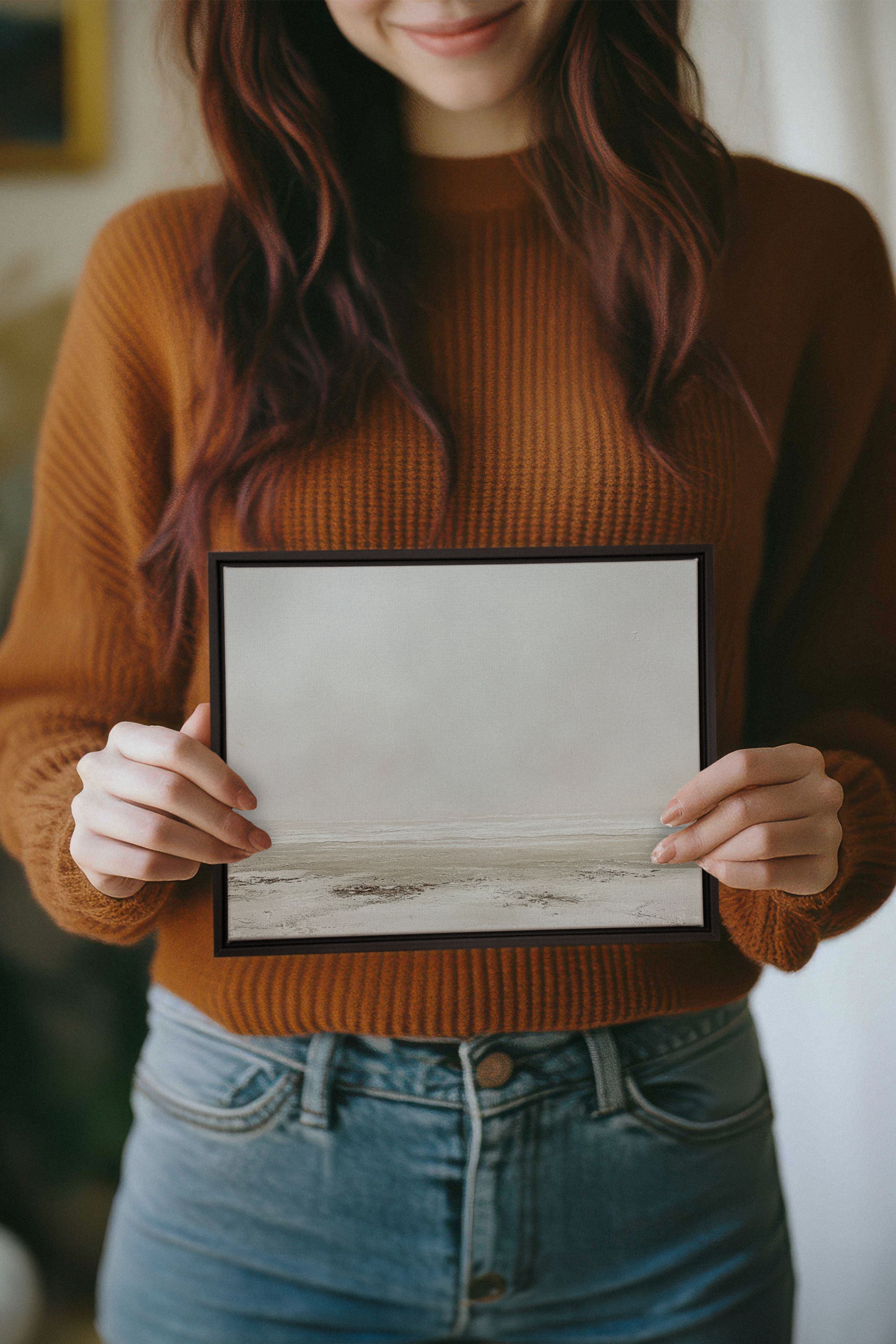 OLEKA CANVAS - BENEATH THE MIST, Oeuvre sur toile étirée, encadré Noir