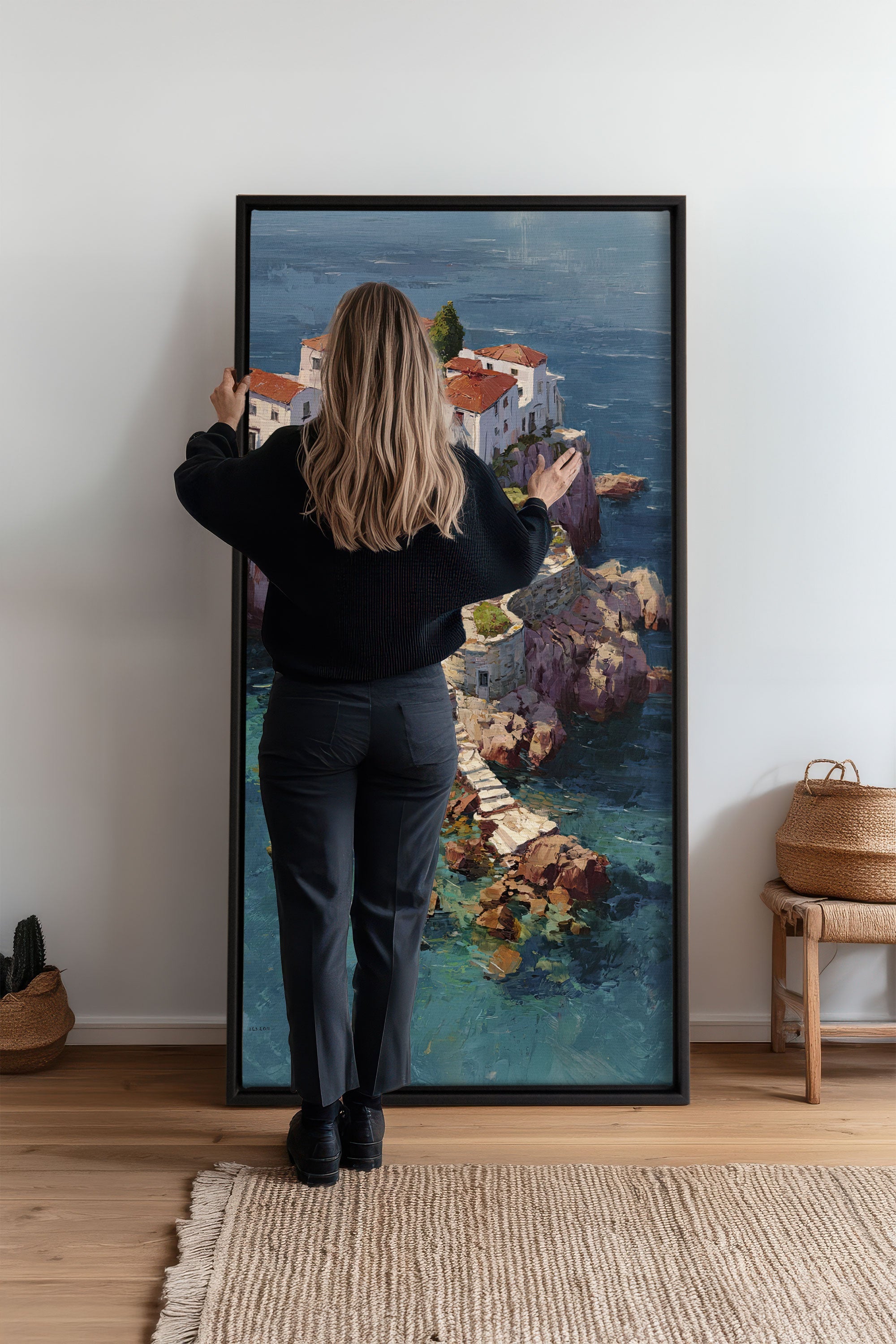 OLEKA CANVAS - PATH TO THE SEA, Oeuvre sur toile étirée, encadré Noir