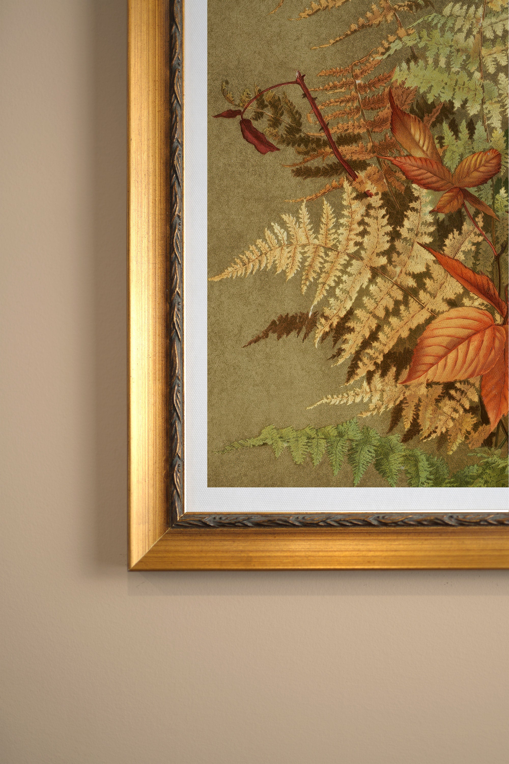 LEAF RELIC, Artwork on stretched canvas, framed Vintage Gold