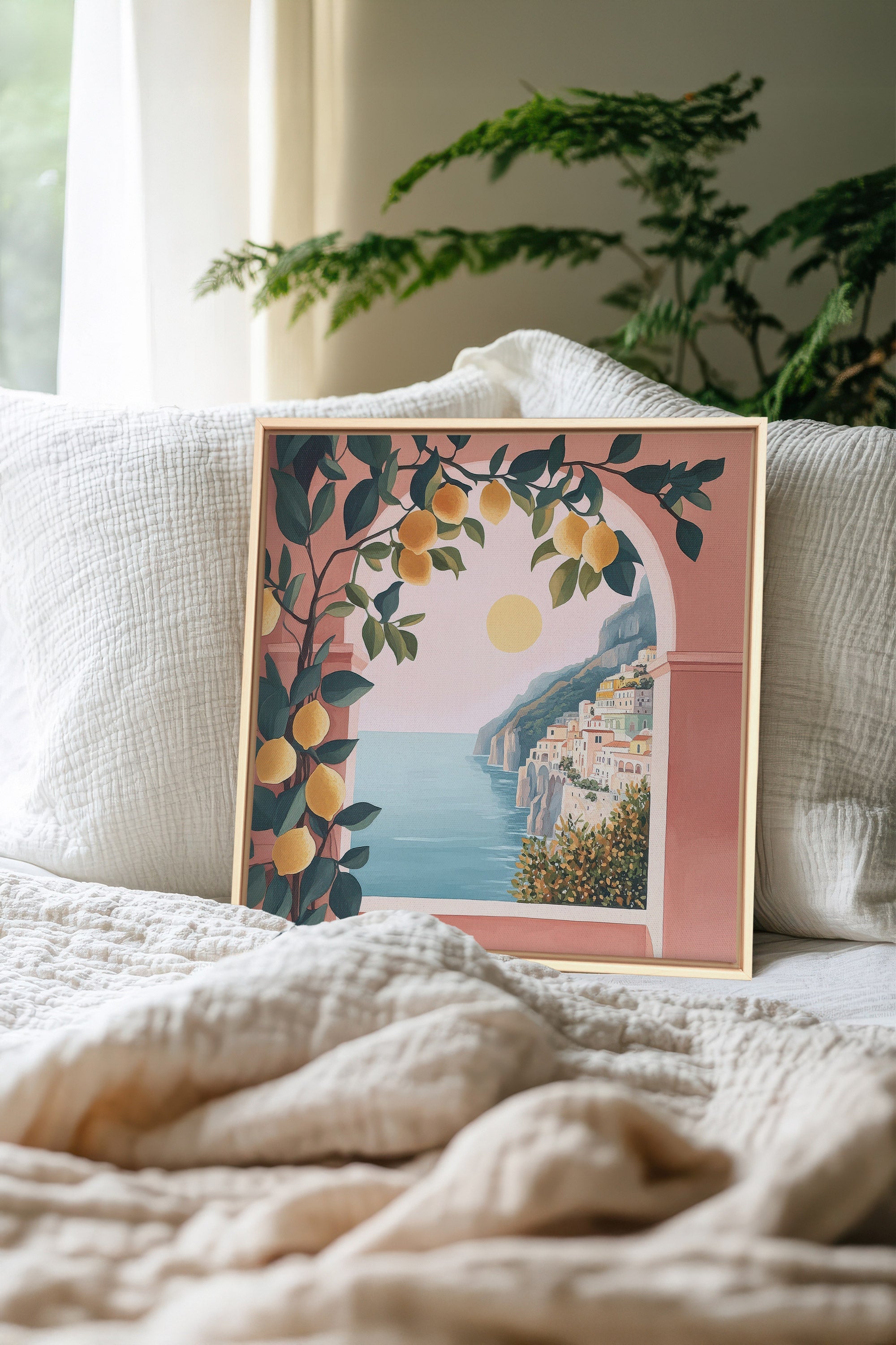 OLEKA CANVAS - LIMONADE ROSE, Oeuvre sur toile étirée, encadré Naturel Clair