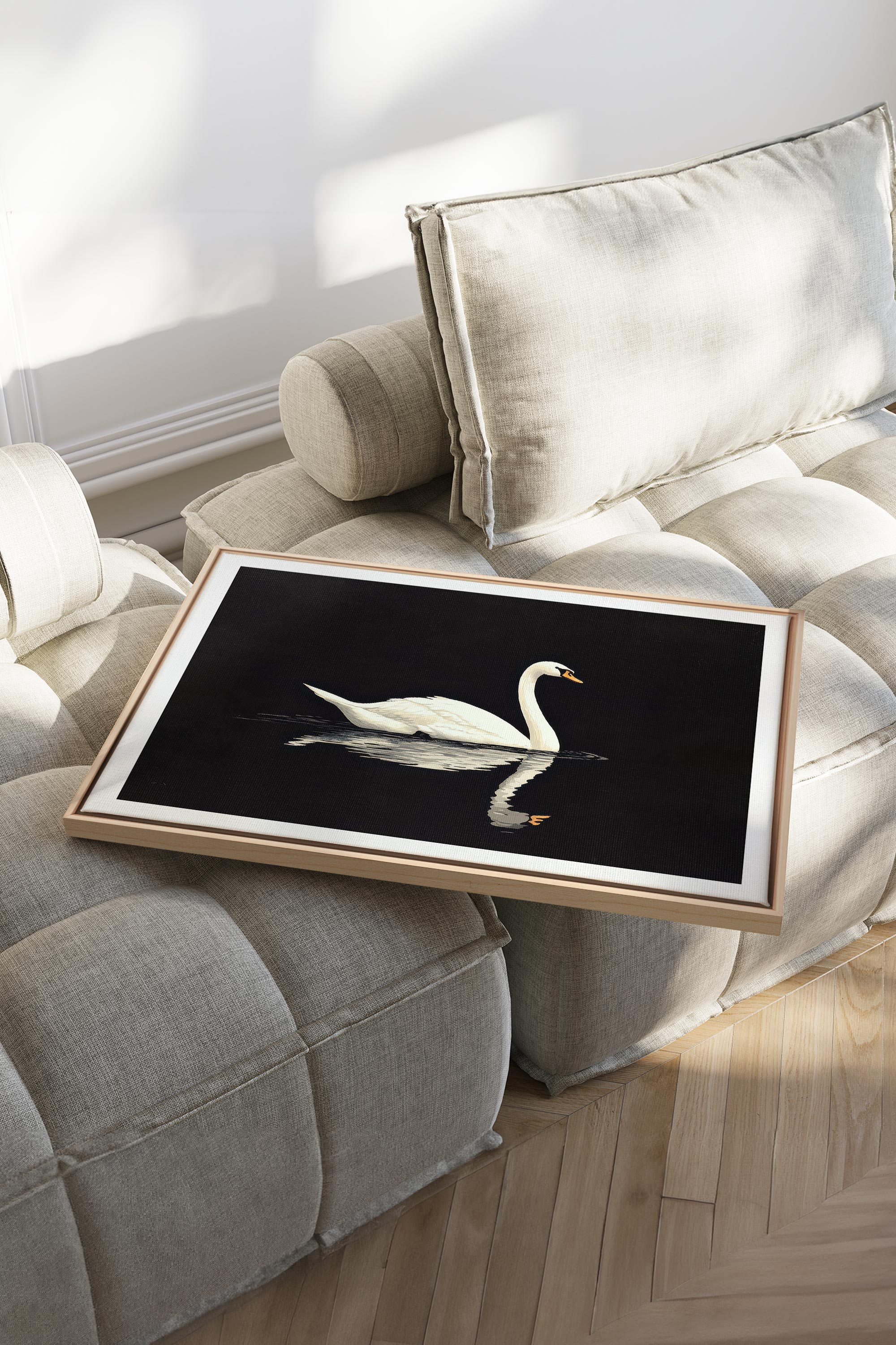 OLEKA CANVAS - POÉSIE DU SILENCE, Oeuvre sur toile étirée, encadré Naturel Clair