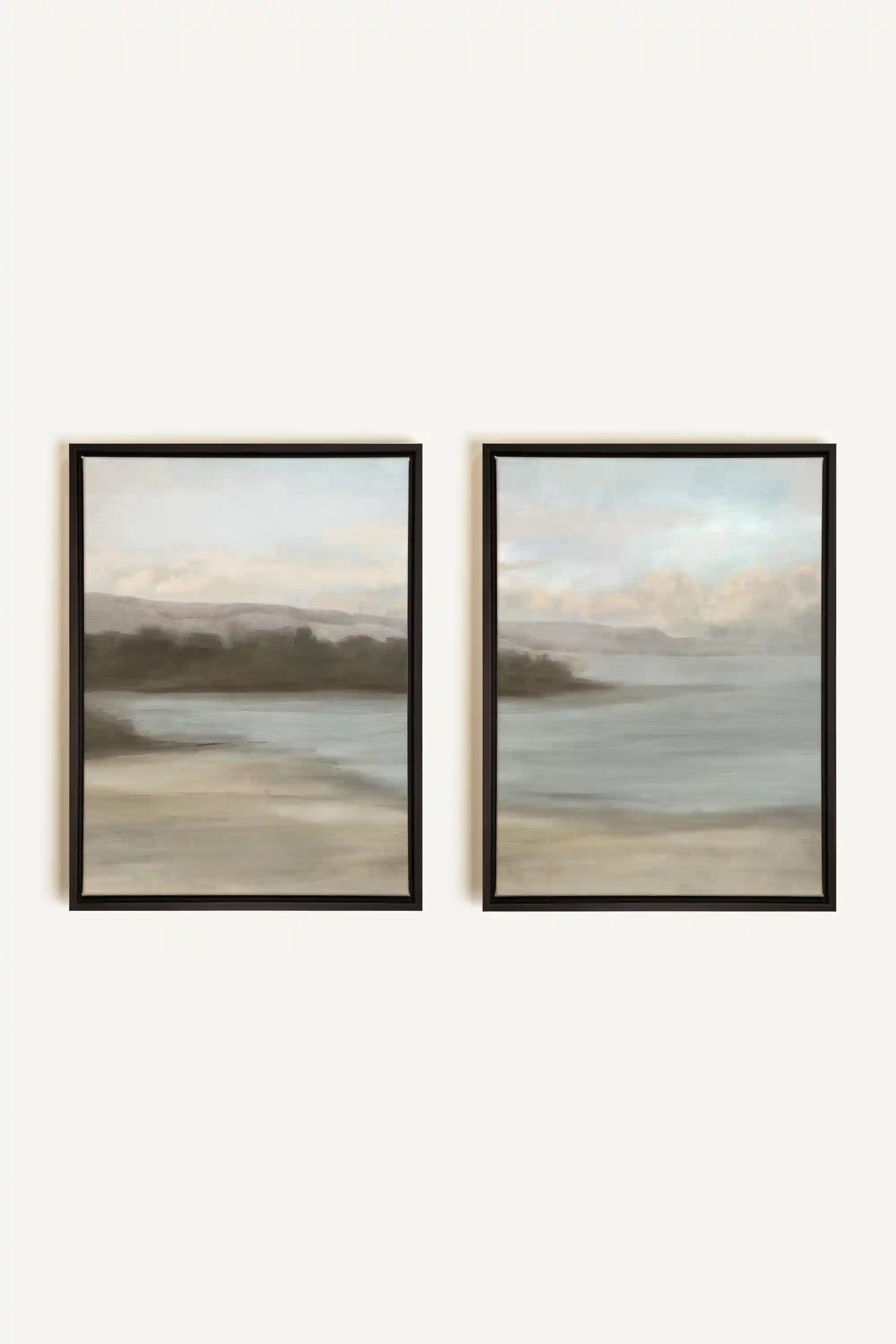 DUO VOILE DE RIVAGE, 2 Works on stretched canvas, framed Black