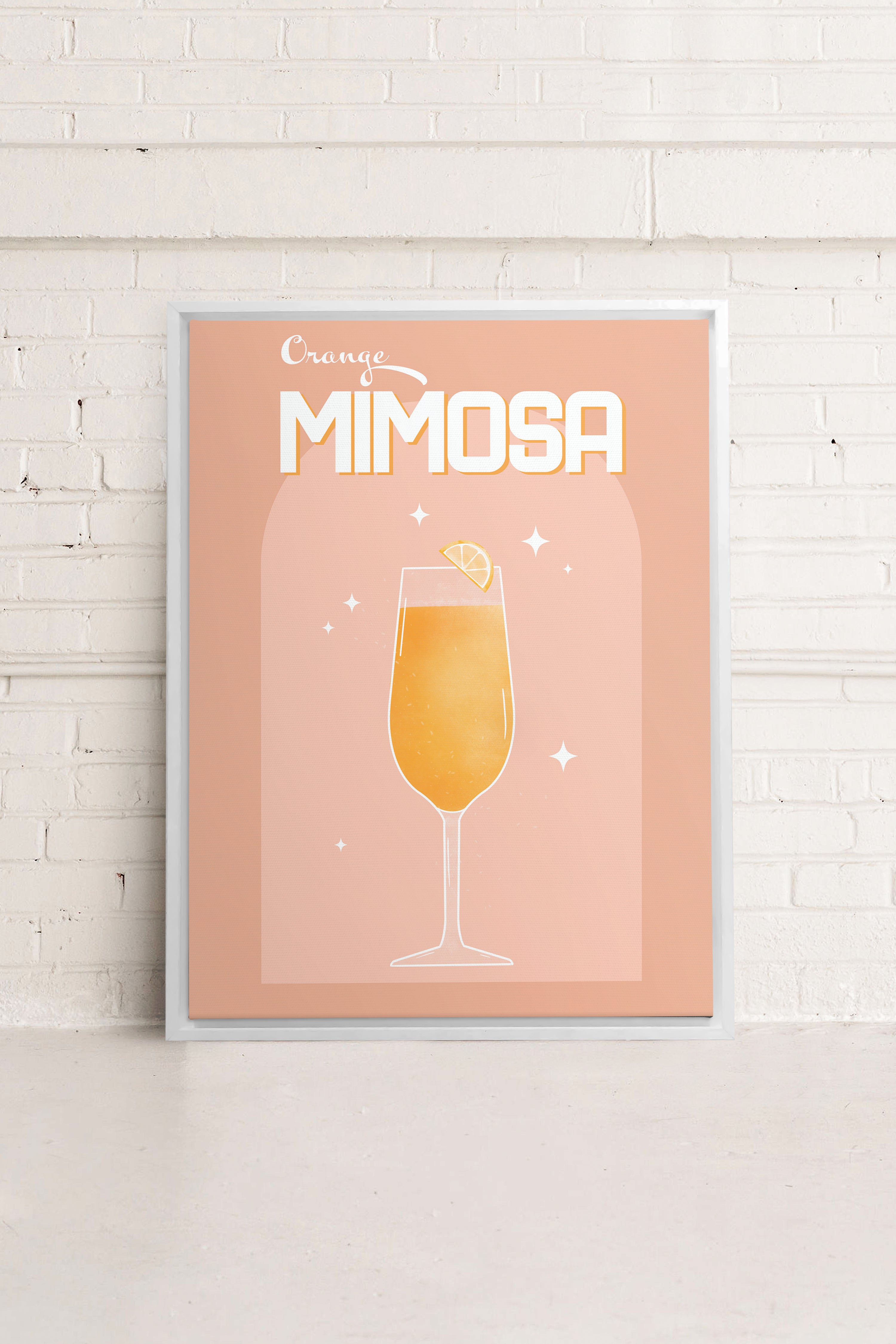 OLEKA CANVAS - ORANGE MIMOSA, Oeuvre sur toile étirée, encadré Blanc
