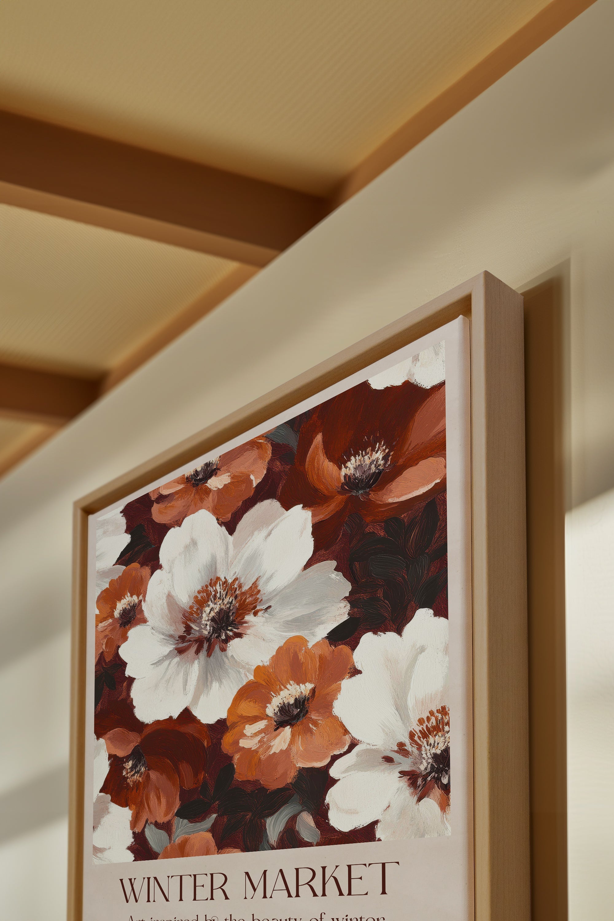 OLEKA CANVAS - MARCHÉ HIVERNAL I, Oeuvre sur toile étirée, encadré Naturel Clair