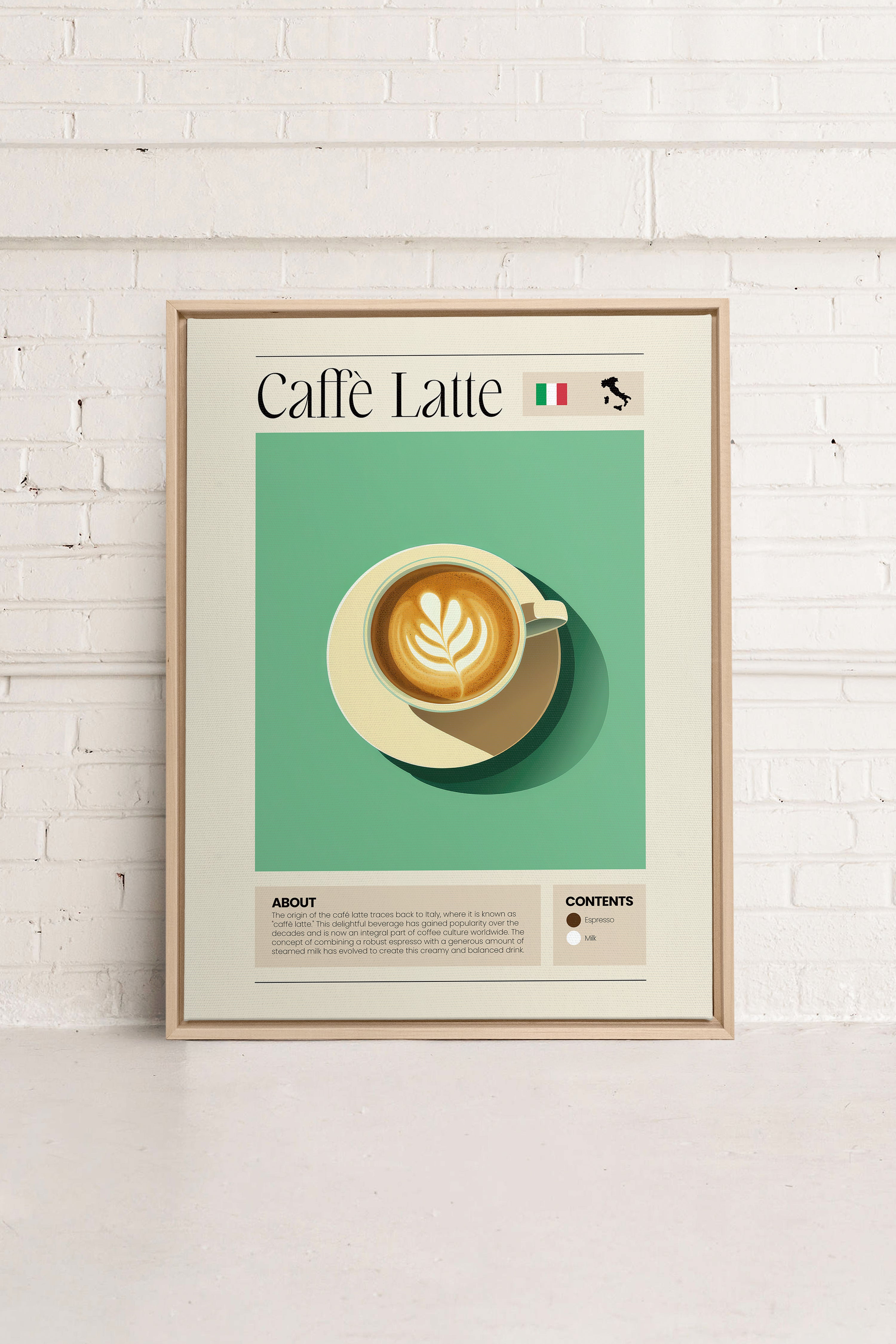 OLEKA CANVAS - CAFFÈ LATTE, Oeuvre sur toile étirée, encadré Naturel Clair