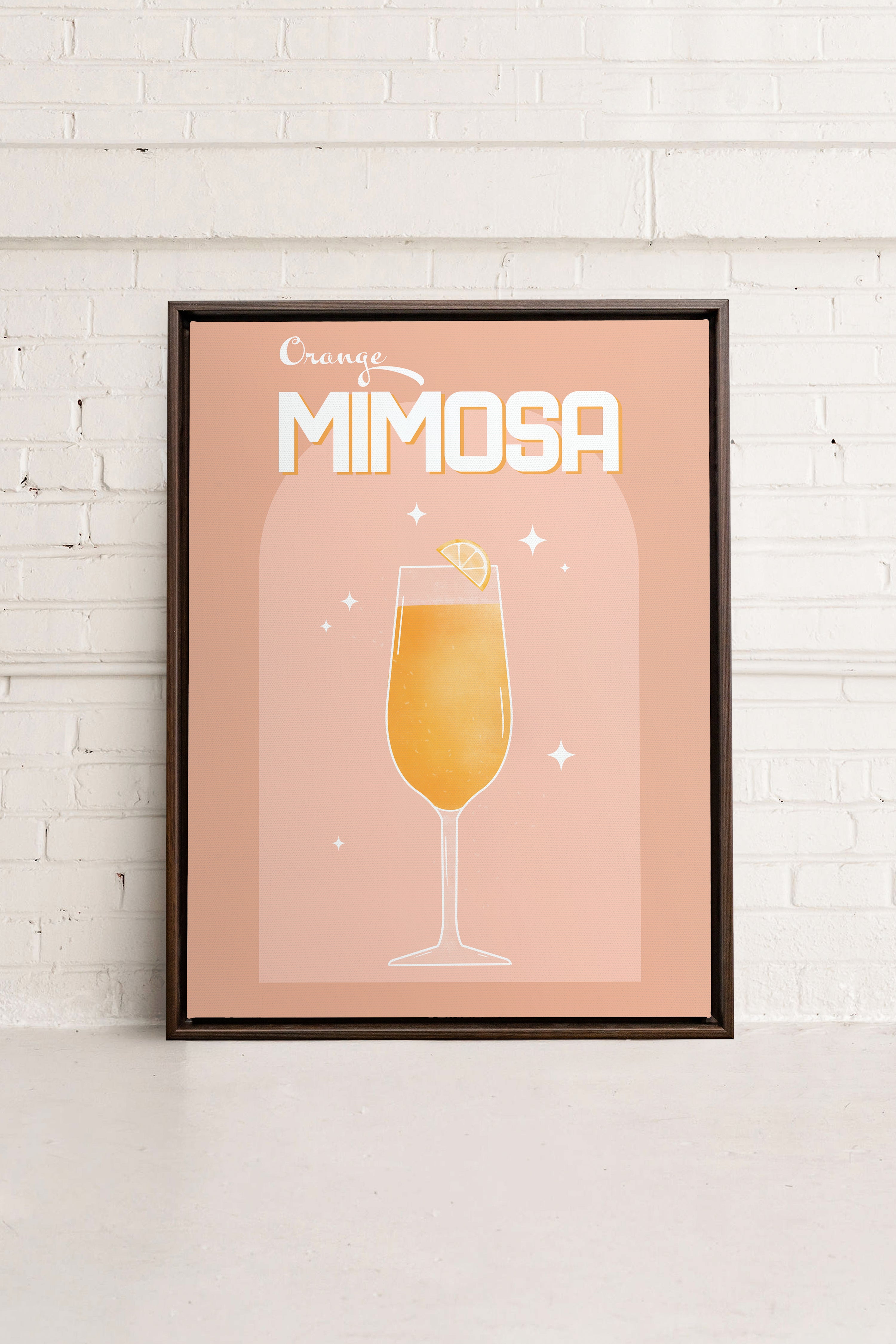 OLEKA CANVAS - ORANGE MIMOSA, Oeuvre sur toile étirée, encadré Brun Noyer