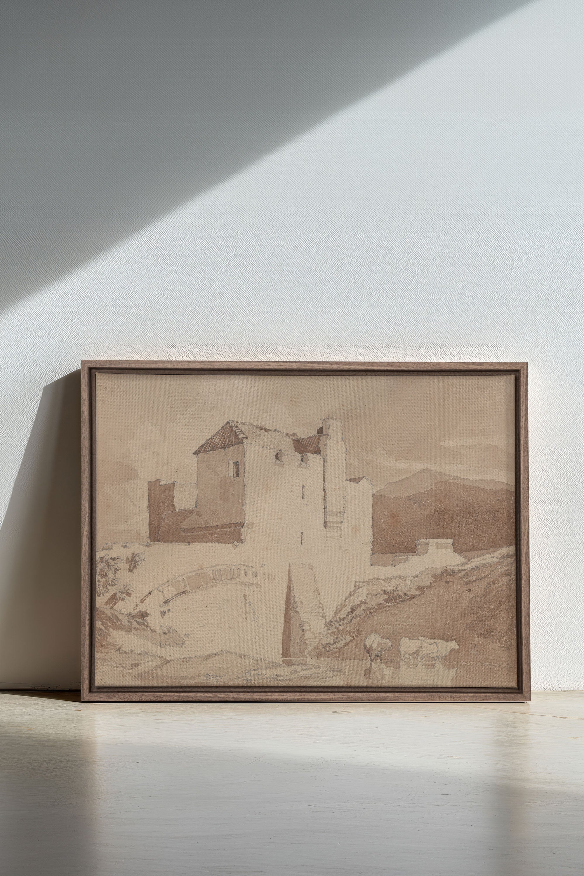 OLEKA CANVAS - STONE AND STREAM, Oeuvre sur toile étirée, encadré Brun Chêne