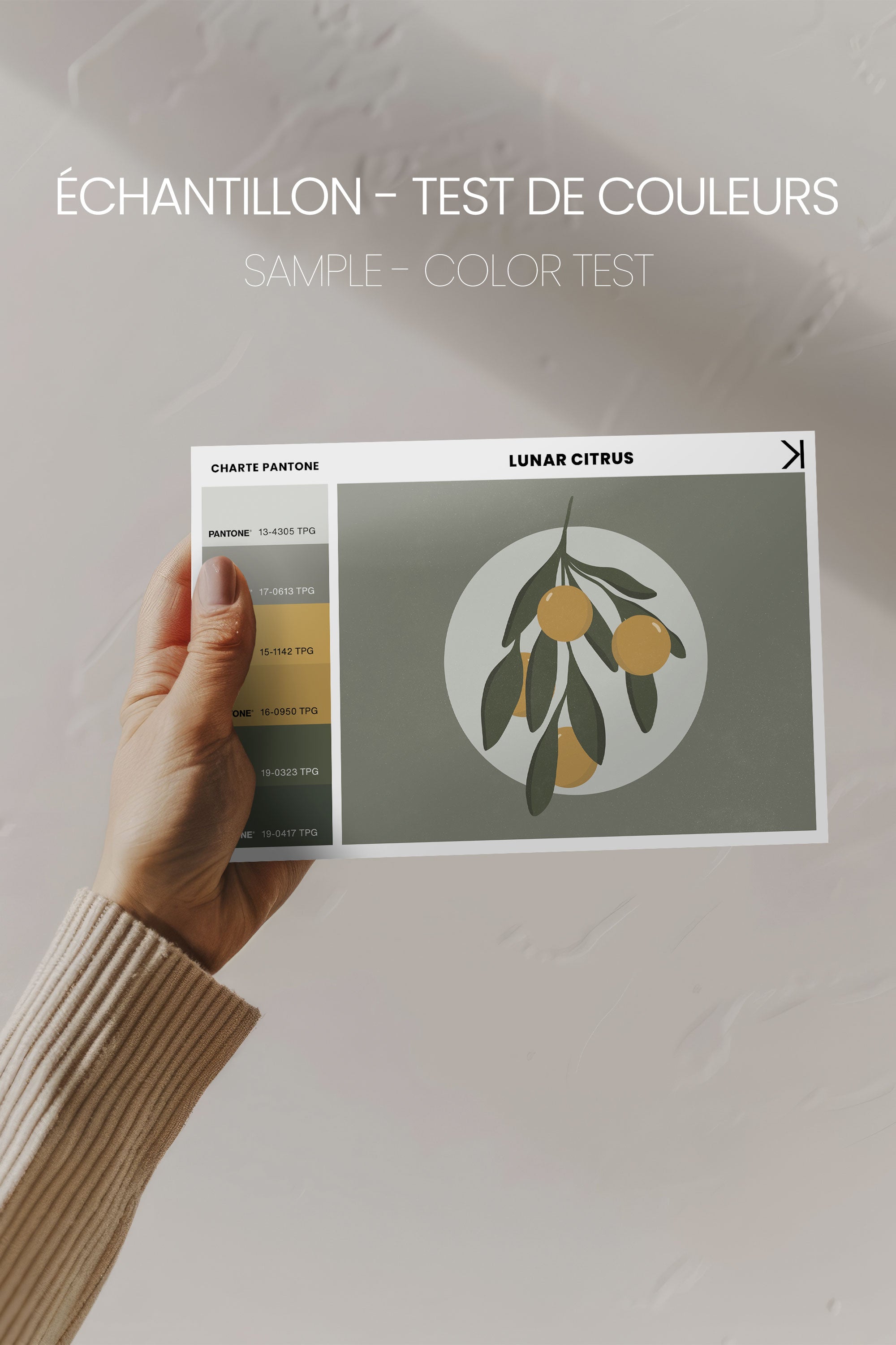 OLEKA CANVAS - LUNAR CITRUS, Oeuvre sur toile étirée, encadré Naturel Clair