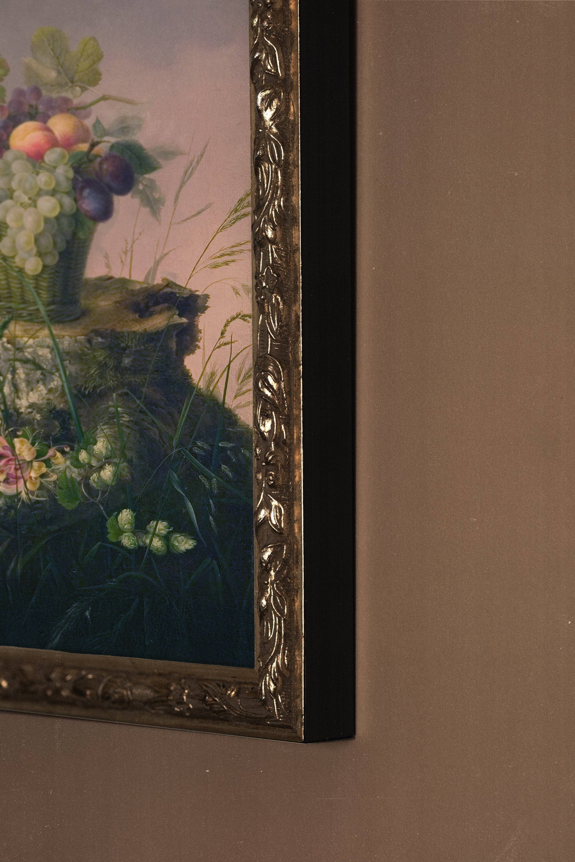 OFFRANDE NATURELLE, Oeuvre sur toile rigide, encadré Vintage Argent