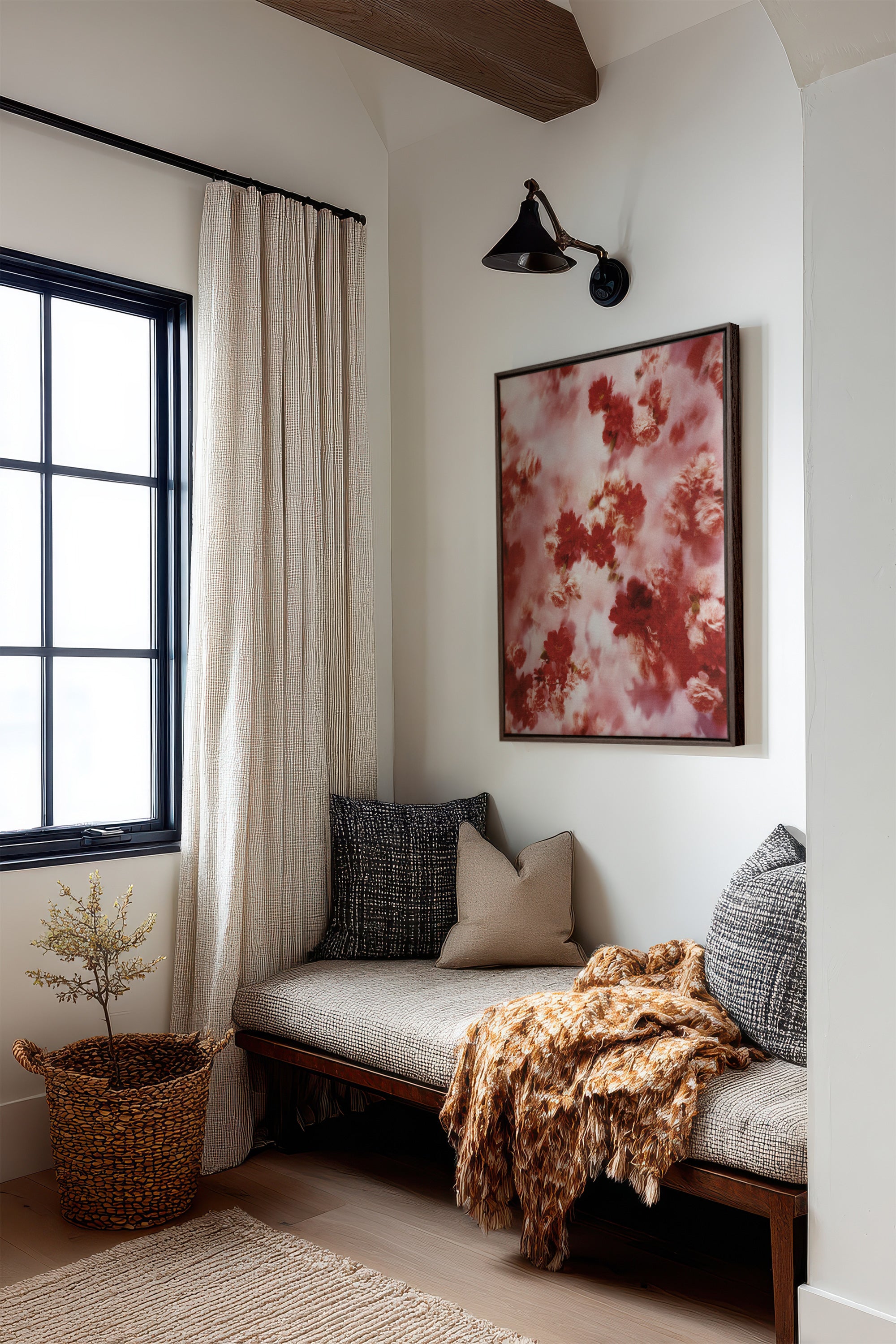 RÊVE ÉCARLATE, Artwork on stretched canvas, framed in Walnut Brown