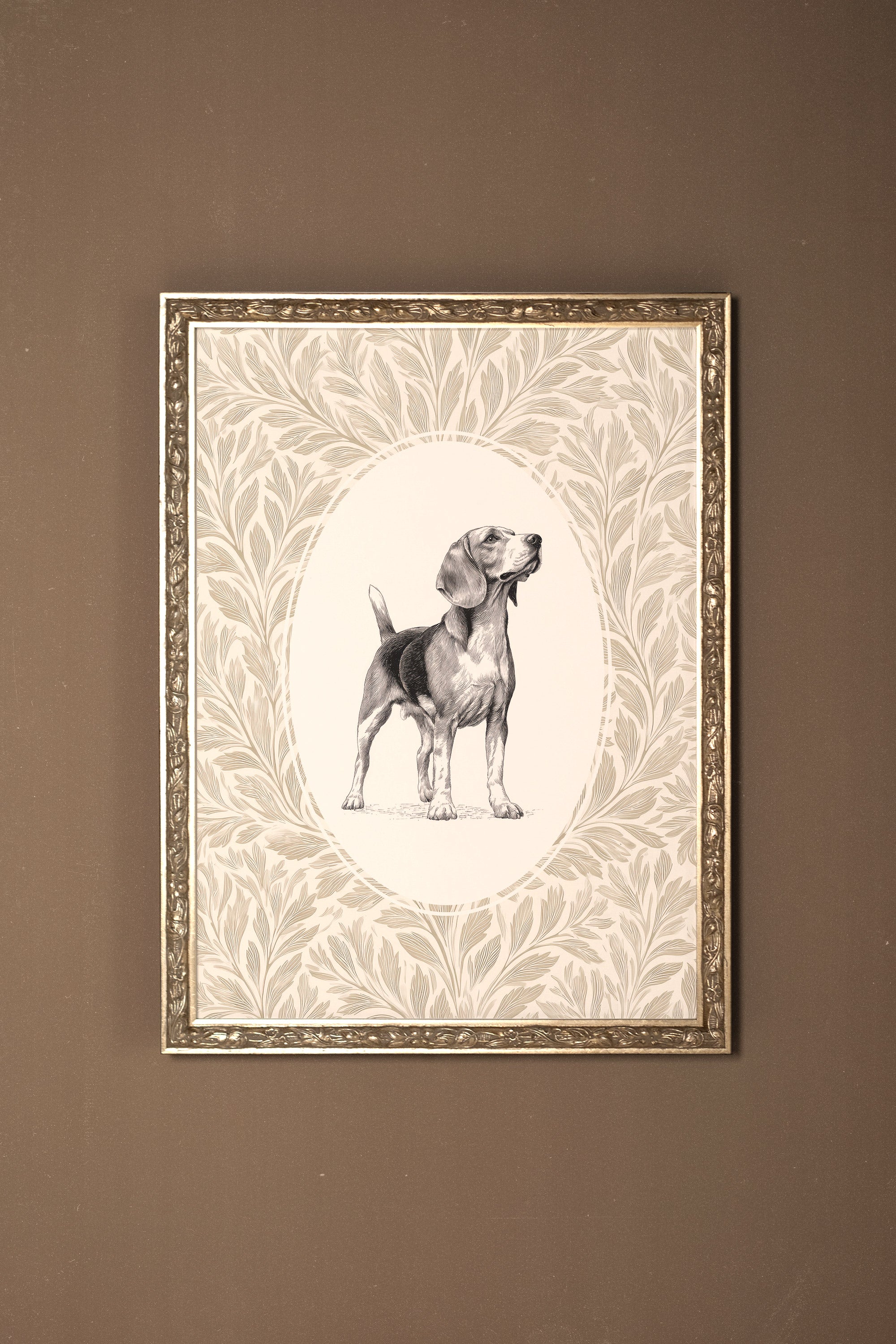 VINTAGE PUP, Oeuvre sur toile rigide, encadré Vintage Argent