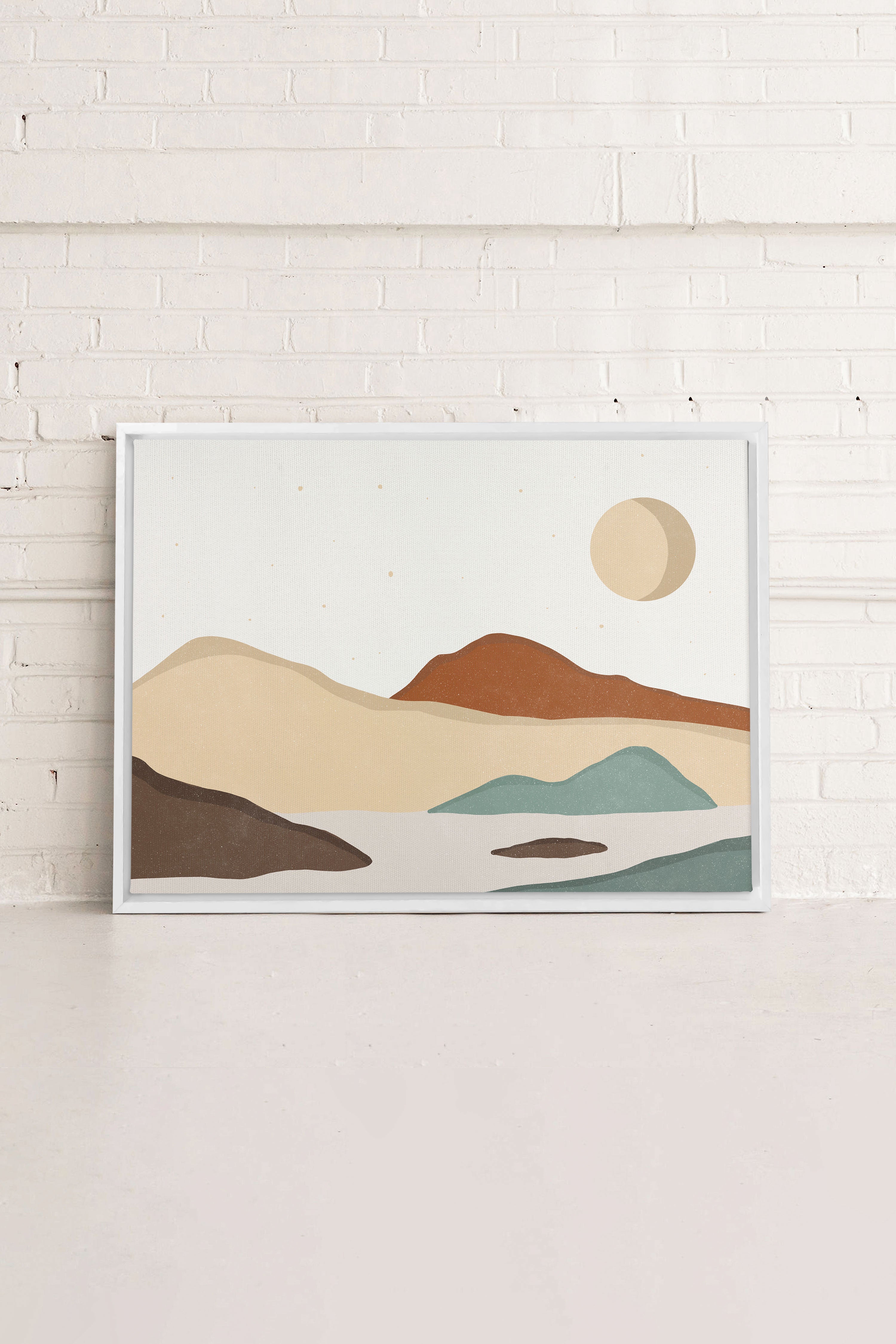 SAND & SKY, Artwork on stretched canvas, framed in white