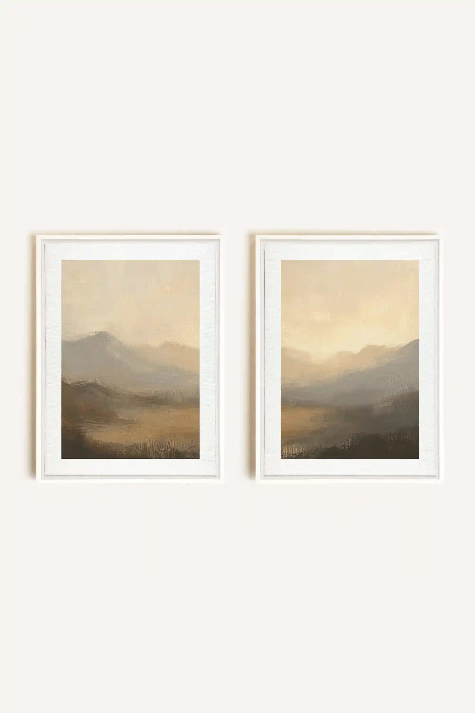 VEILED PEAKS DUO, 2 Works on stretched canvas, framed White