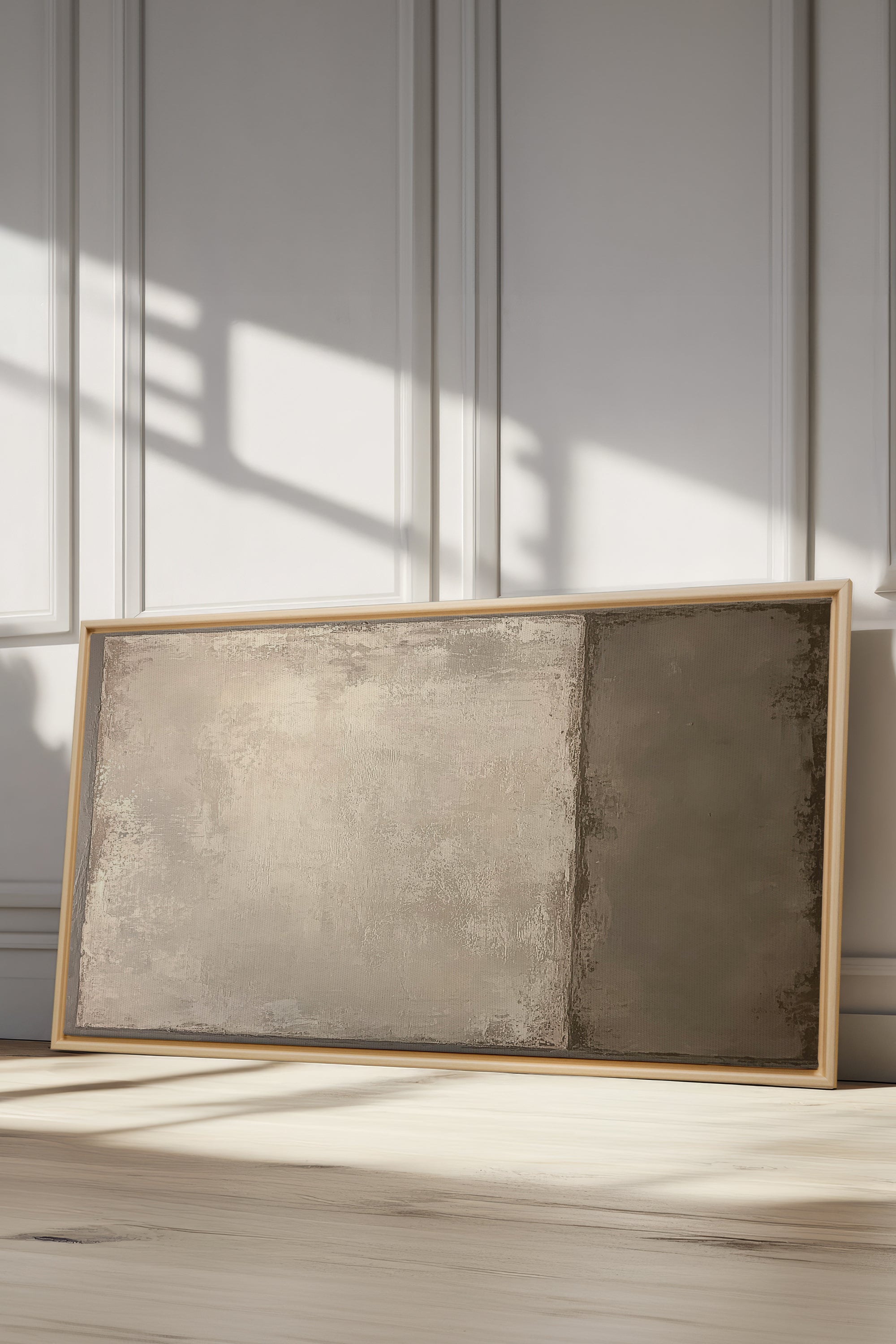 OLEKA CANVAS - VOILE DE TERRE, Oeuvre sur toile étirée, encadré Naturel Clair