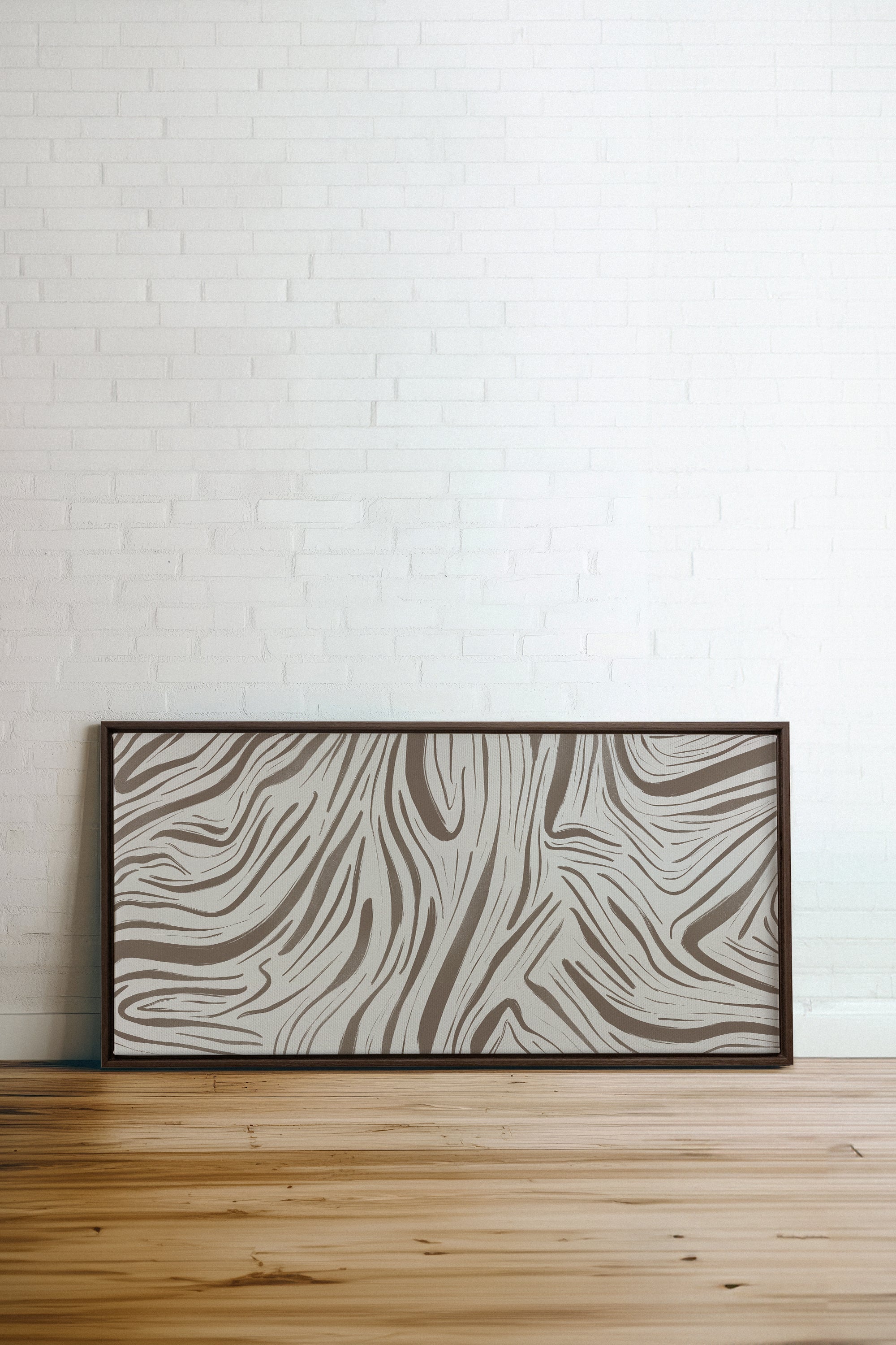 OLEKA CANVAS - WILD WAVES, Oeuvre sur toile étirée, encadré Brun Noyer