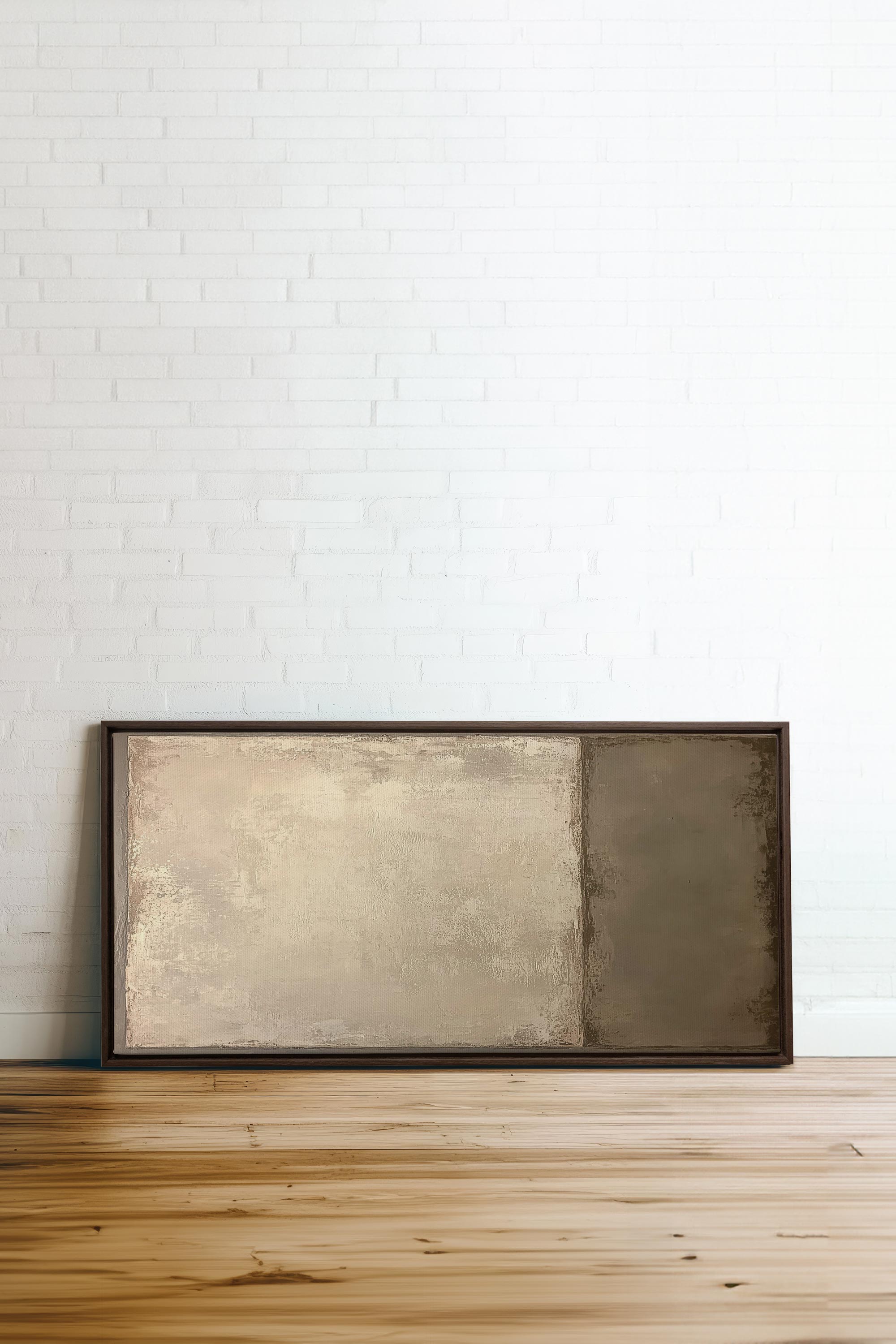 OLEKA CANVAS - VOILE DE TERRE, Oeuvre sur toile étirée, encadré Brun Noyer