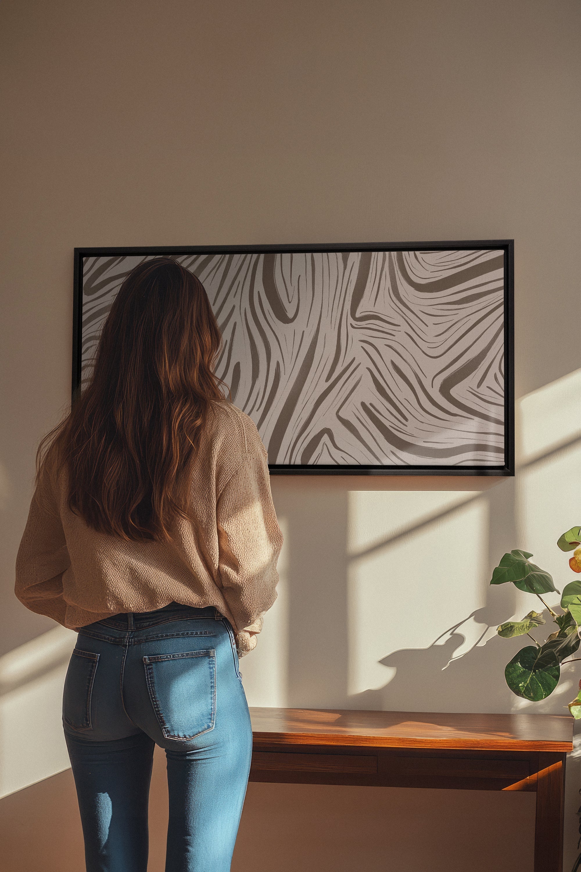 OLEKA CANVAS - WILD WAVES, Oeuvre sur toile étirée, encadré Noir