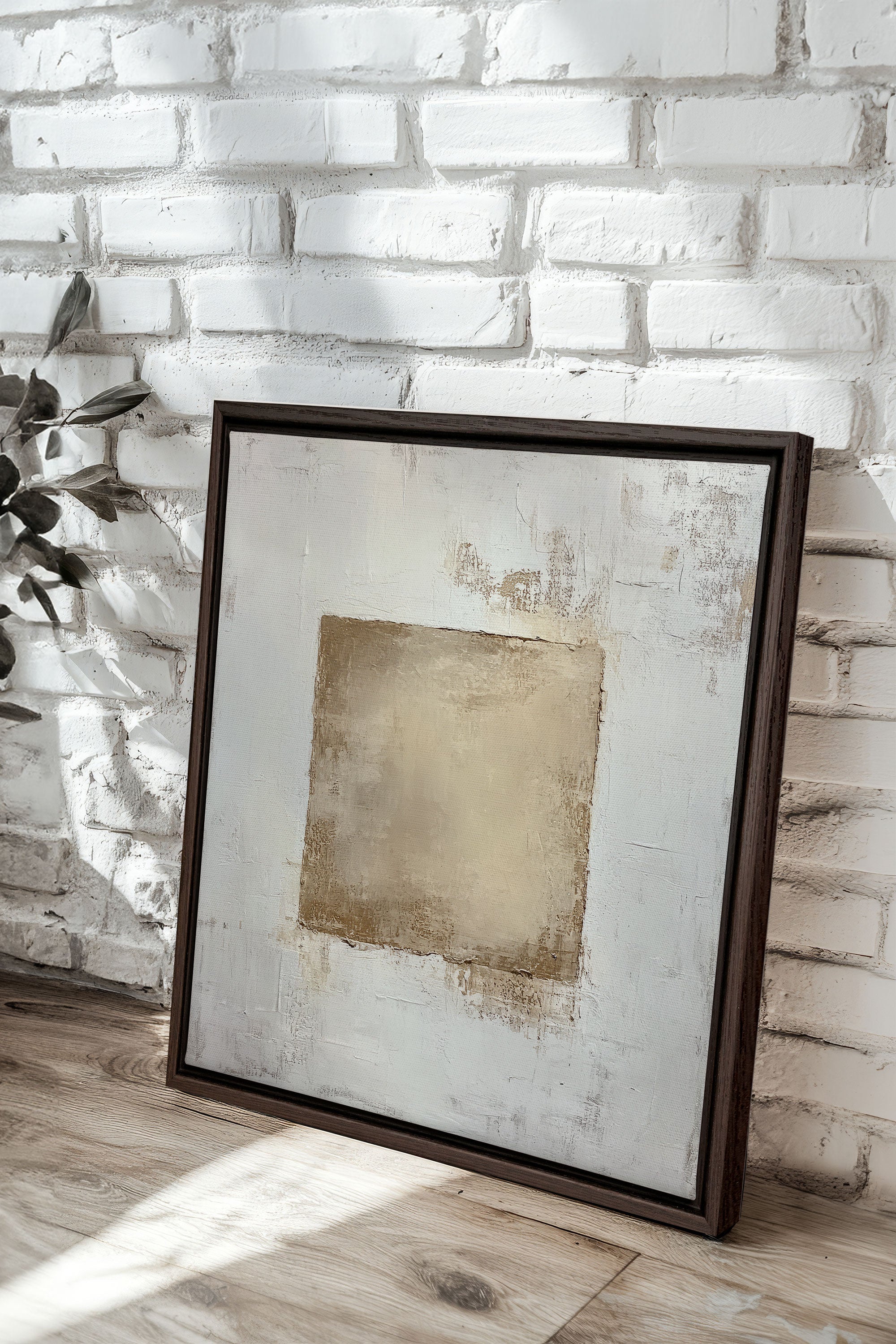 GOLDEN TEXTURE, Artwork on stretched canvas, framed in Walnut Brown