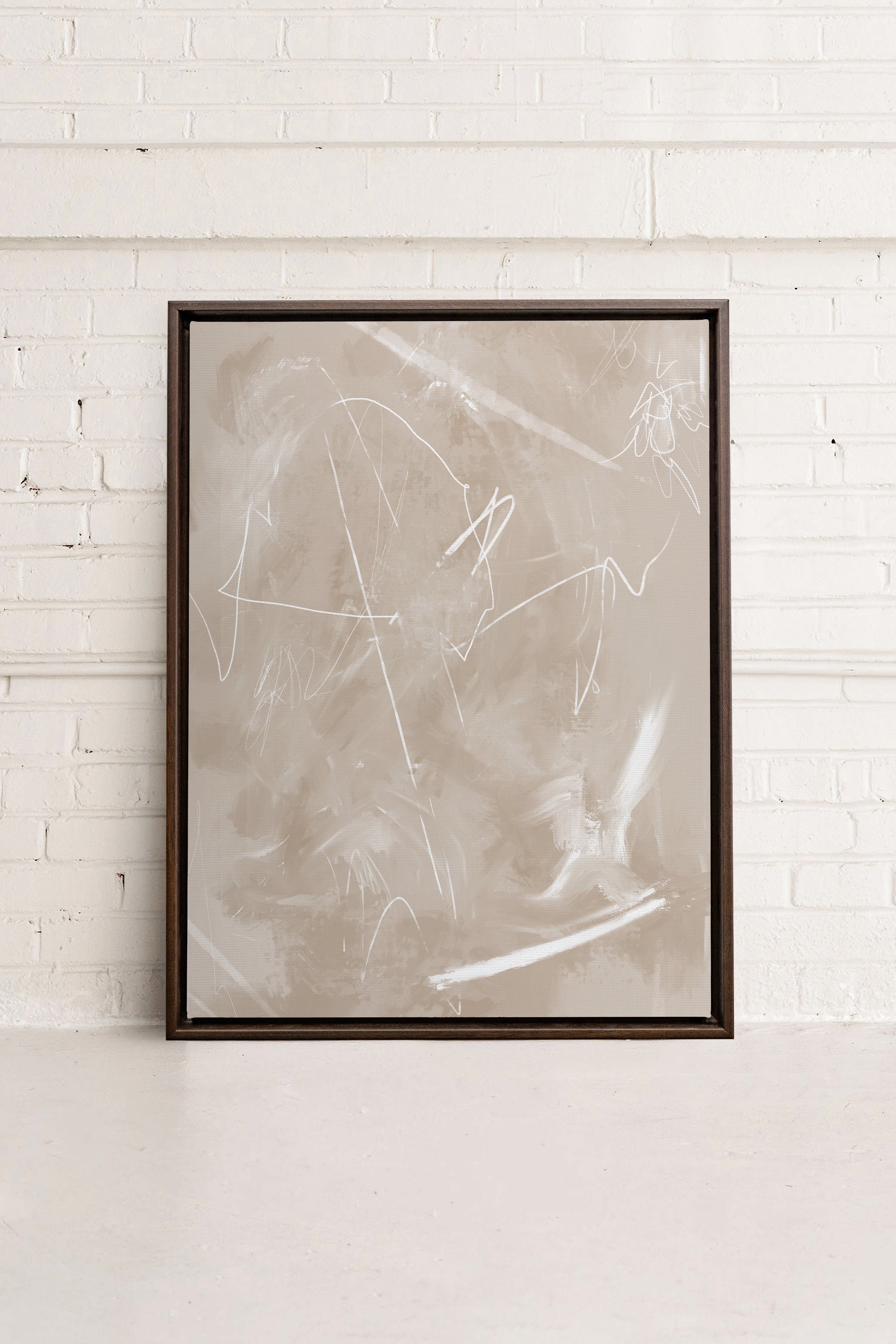 OLEKA CANVAS - SABLE ÉTOILÉ, Oeuvre sur toile étirée, encadré Brun Noyer