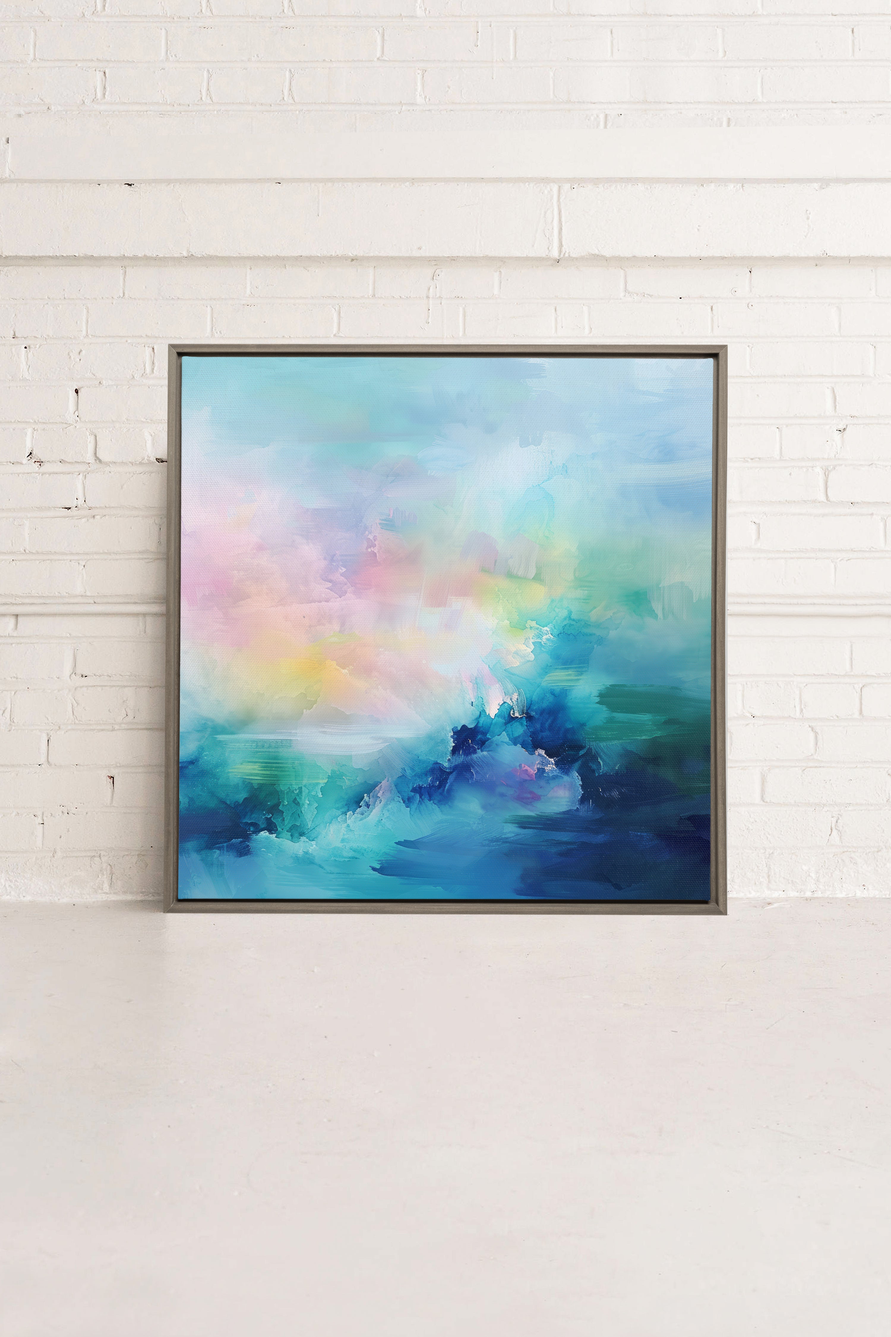 SPLASH OF JOY, Oeuvre sur toile étirée, encadré Brun Chêne