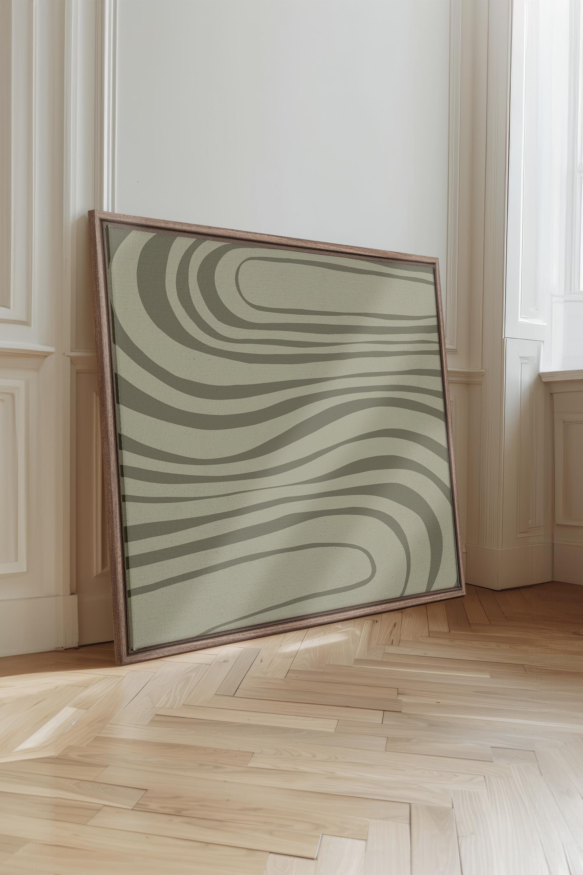 OLEKA CANVAS - STREAMLINES, Oeuvre sur toile étirée, encadré Brun Chêne