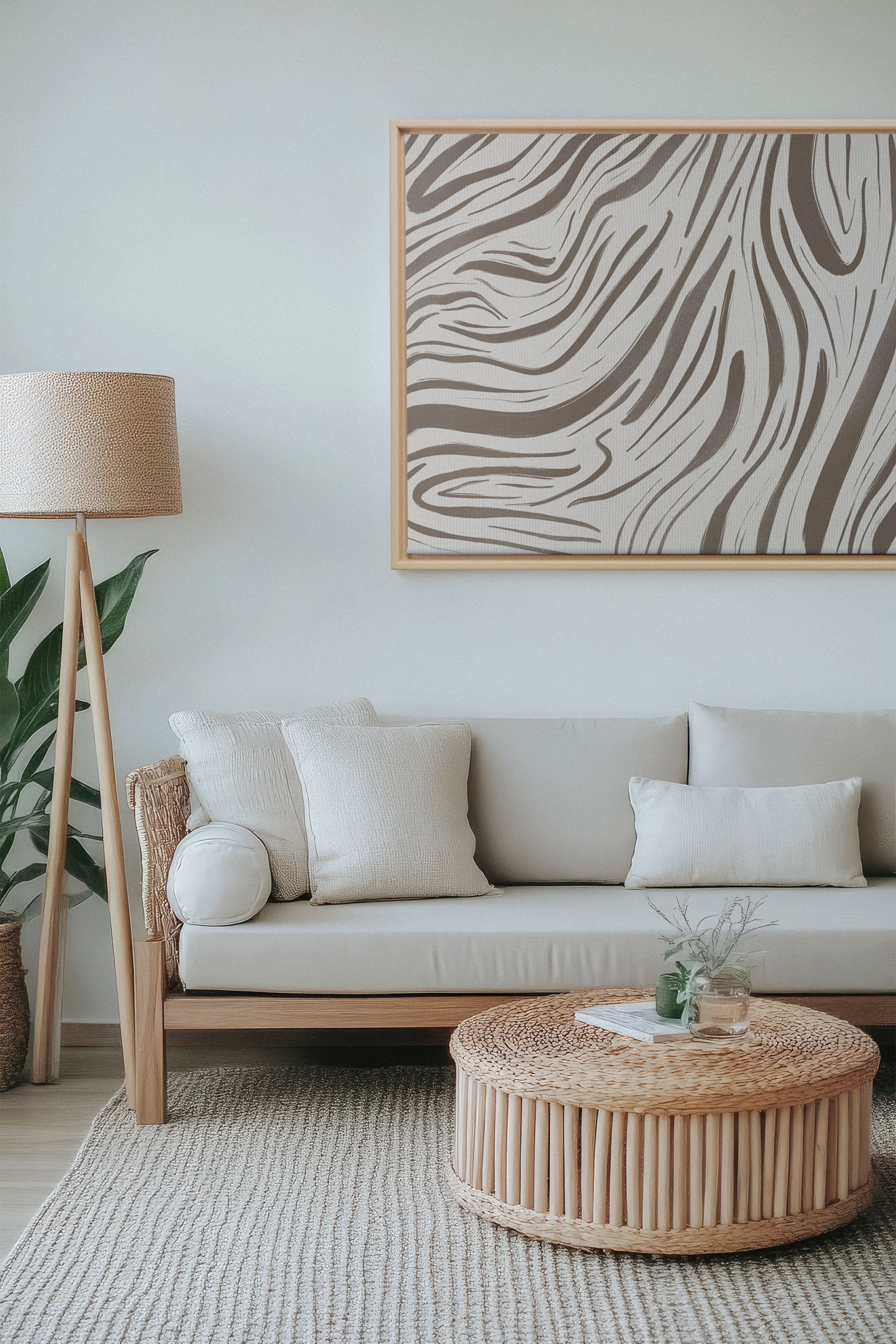 OLEKA CANVAS - WILD WAVES, Oeuvre sur toile étirée, encadré Naturel Clair