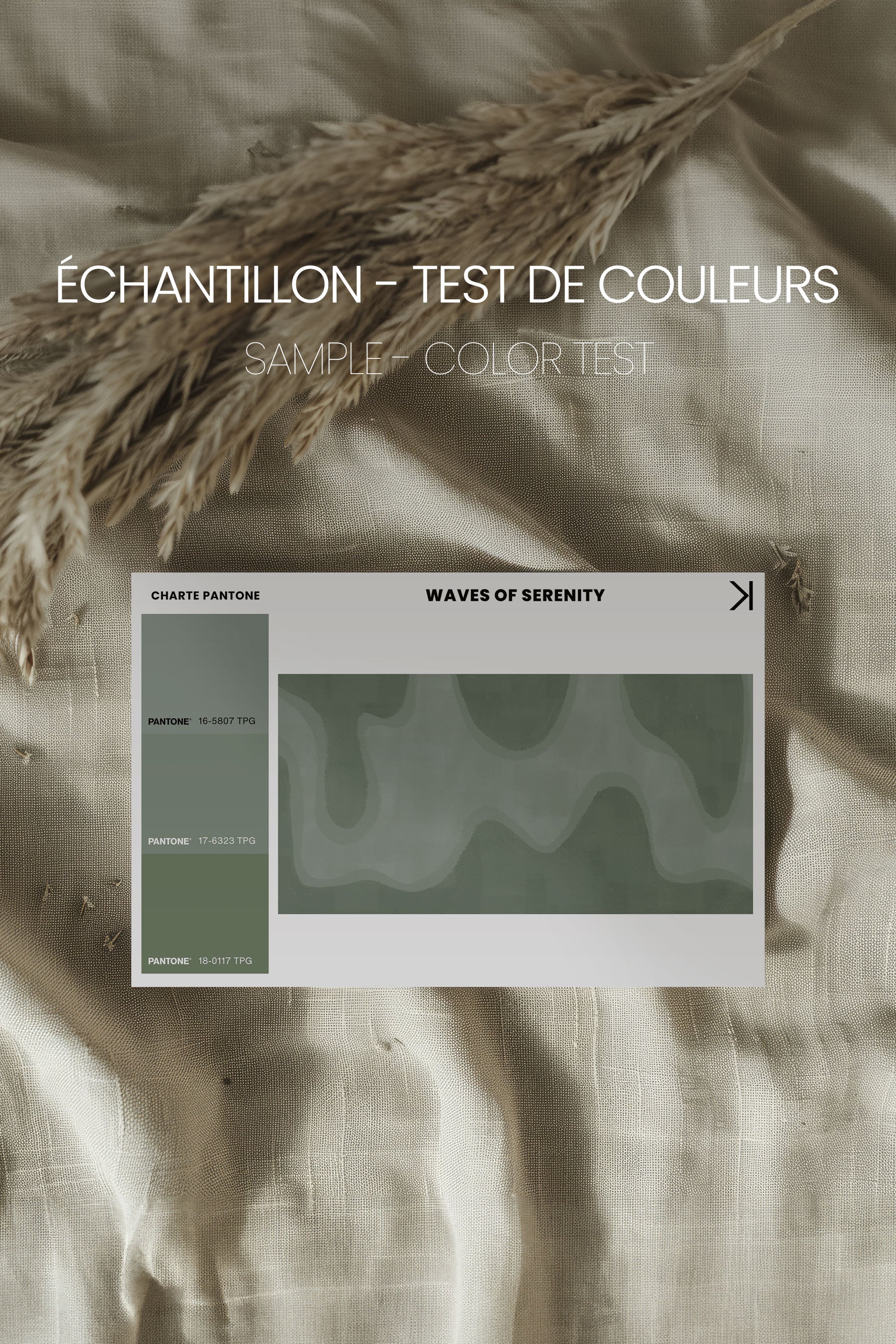 OLEKA CANVAS - WAVES OF SERENITY, Oeuvre sur toile étirée, encadré Brun Chêne