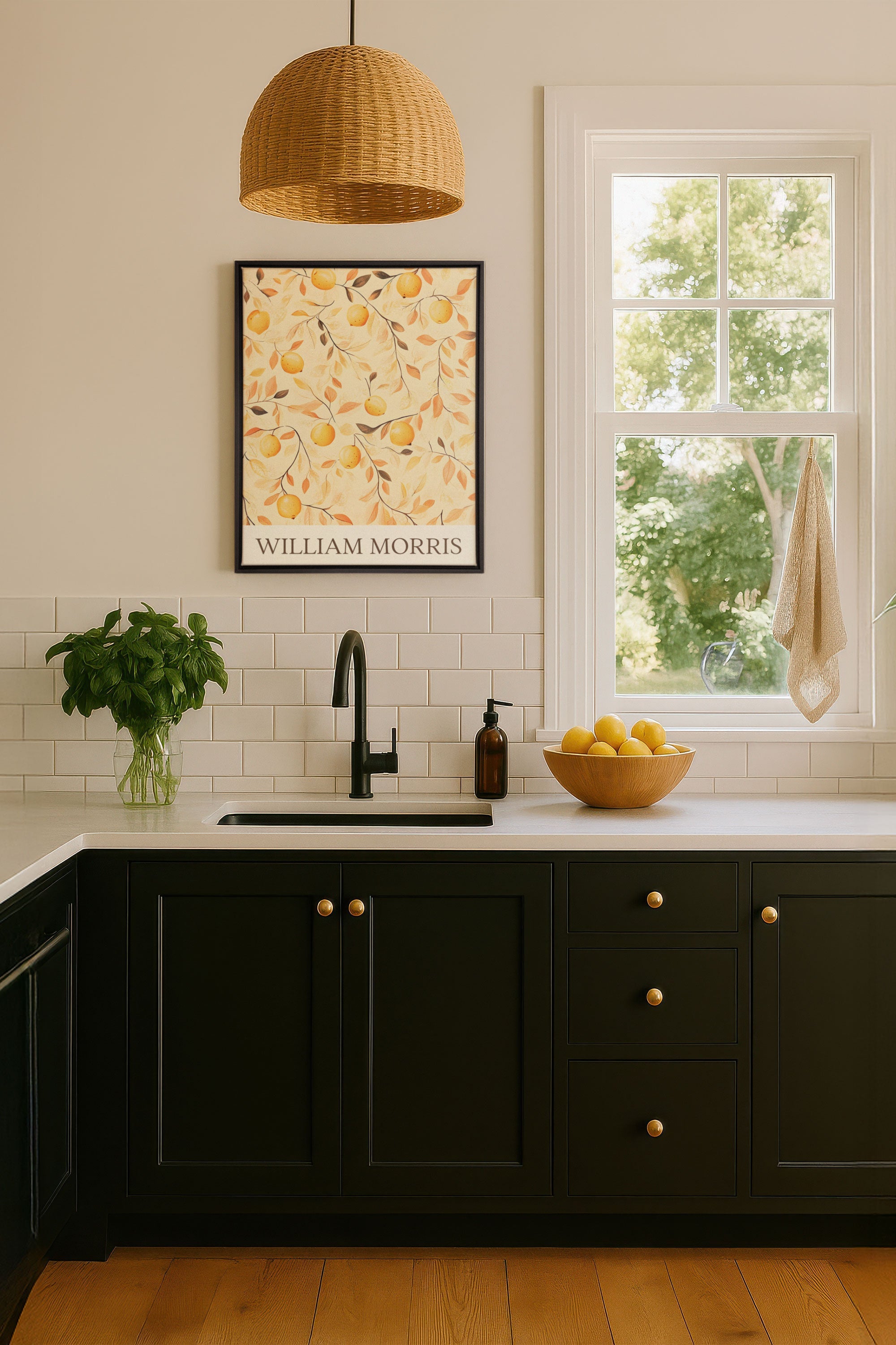 OLEKA CANVAS - WILLIAM MORRIS II, Oeuvre sur toile étirée, encadré Noir