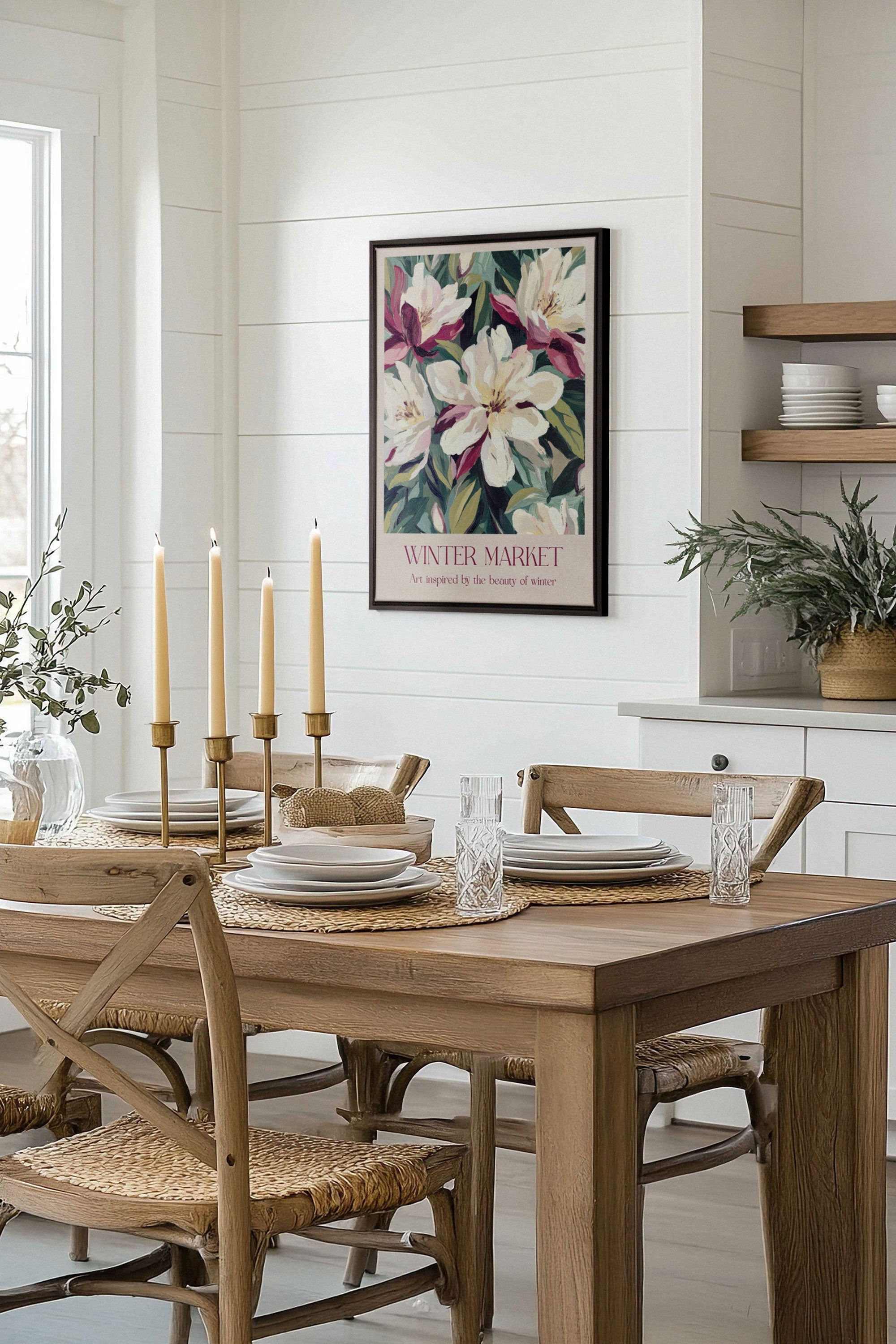 OLEKA CANVAS - MARCHÉ HIVERNAL II, Oeuvre sur toile étirée, encadré Noir