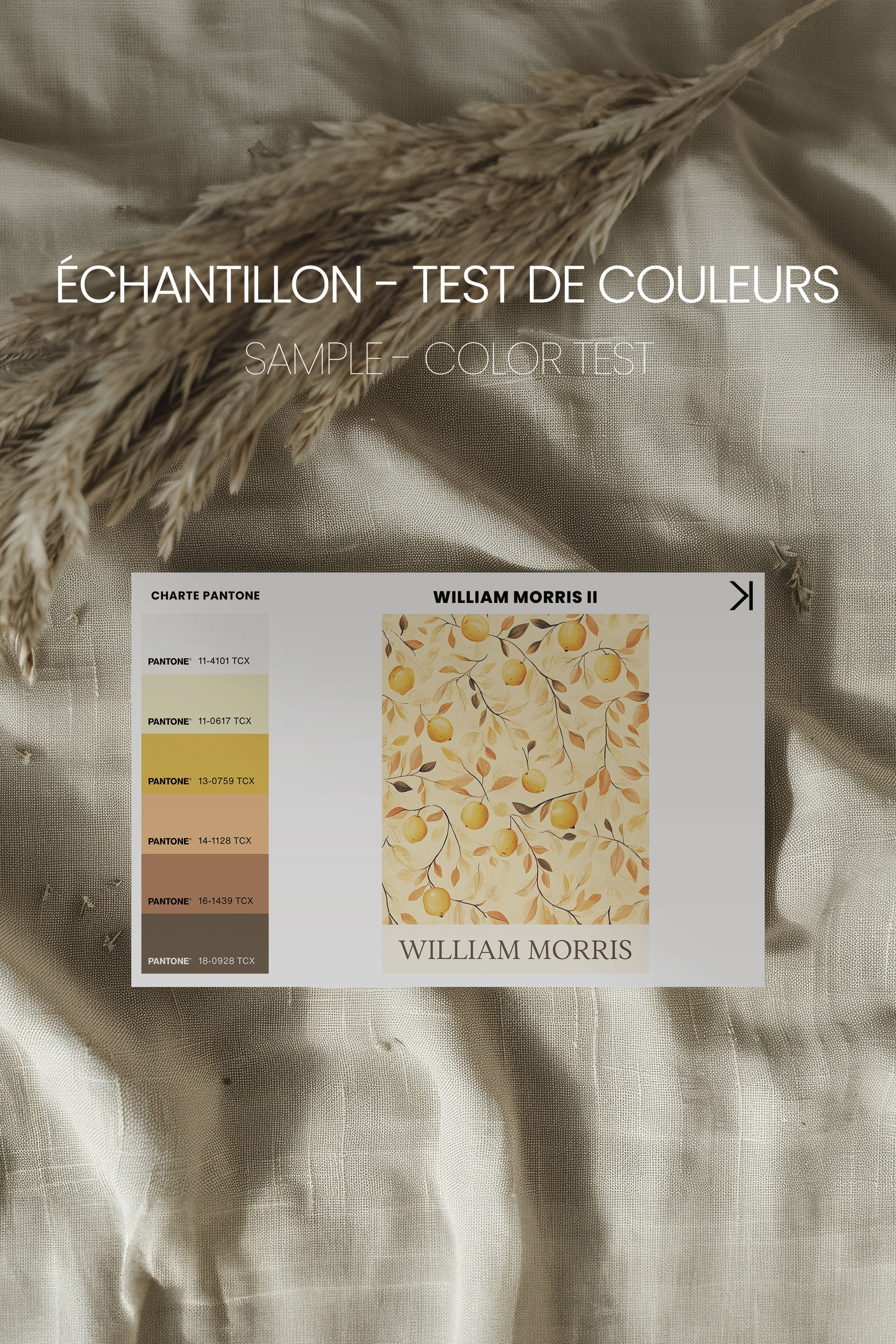 OLEKA CANVAS - WILLIAM MORRIS II, Oeuvre sur toile étirée, encadré Blanc