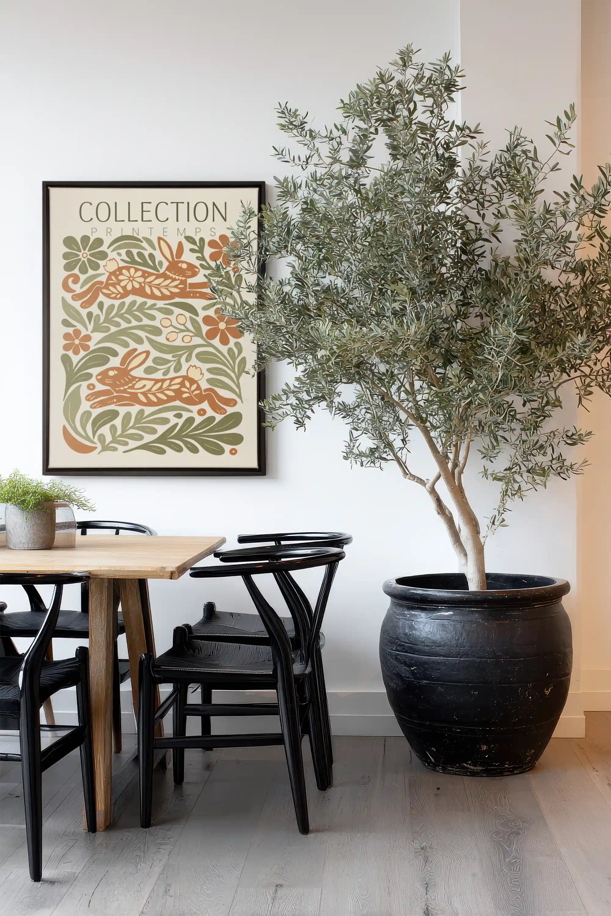 SPRING RABBITS, Oeuvre sur toile étirée, encadré Noir