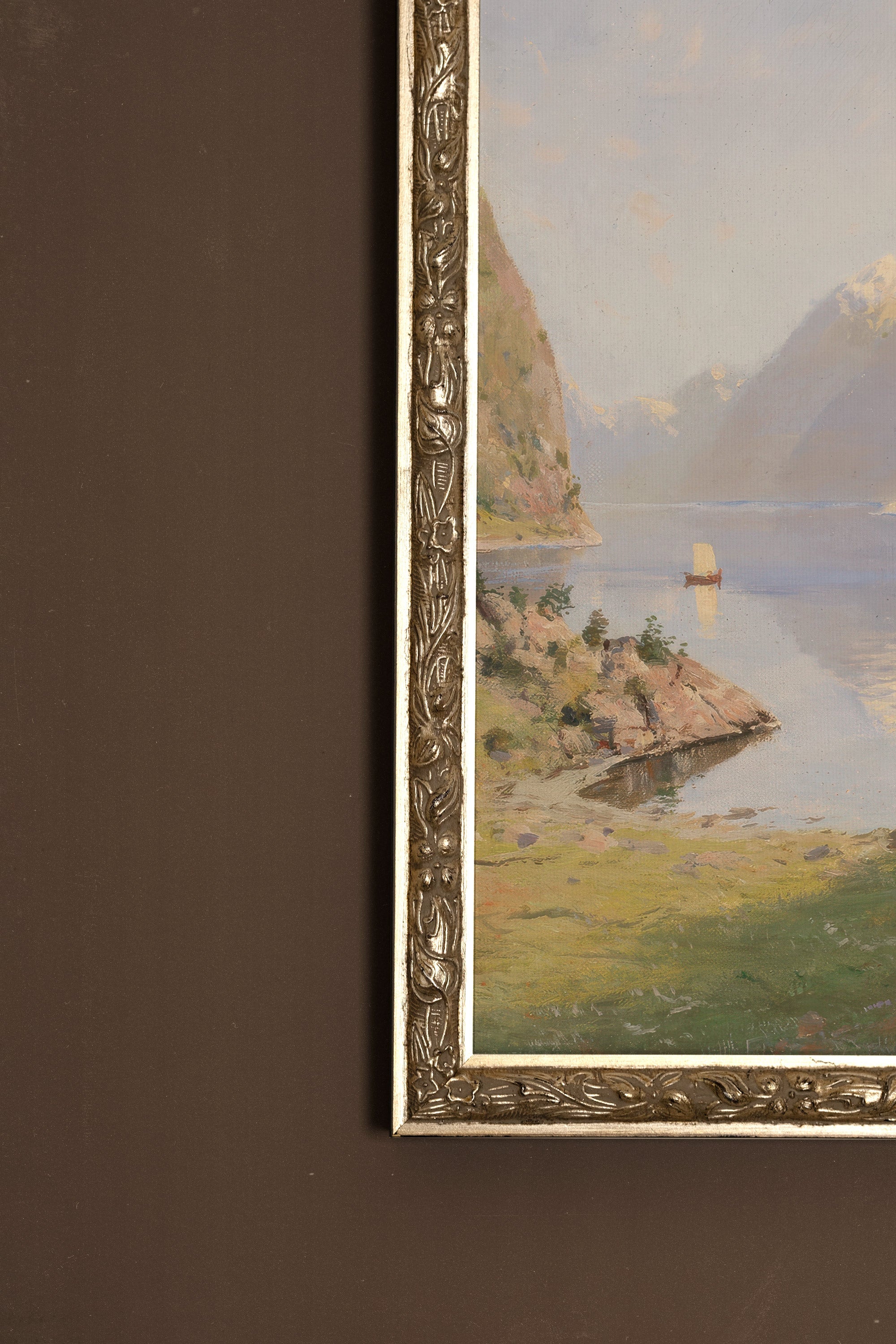 LA SOUFFLE DES CIMES, Artwork on rigid canvas, framed Vintage Silver