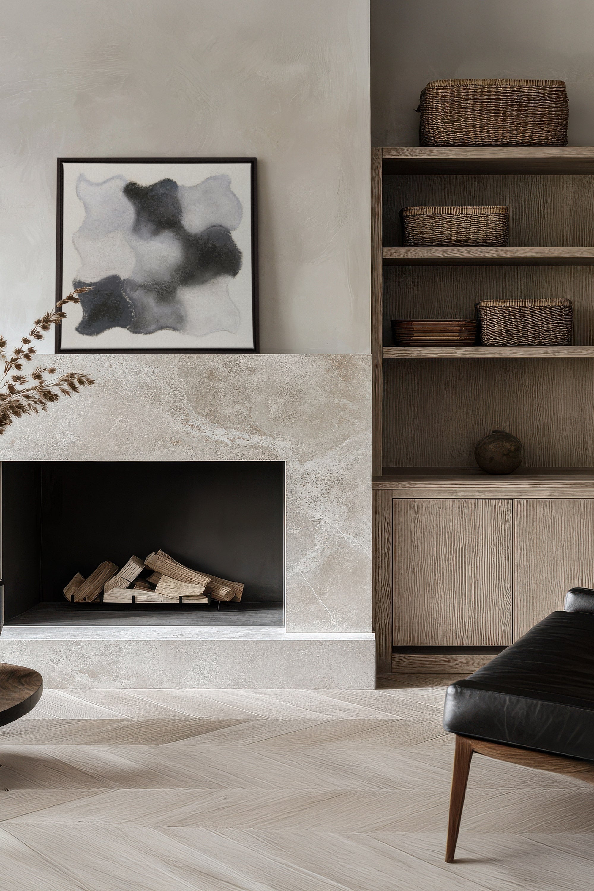 OLEKA CANVAS - NUANCES FONDUES, Oeuvre sur toile étirée, encadré Noir