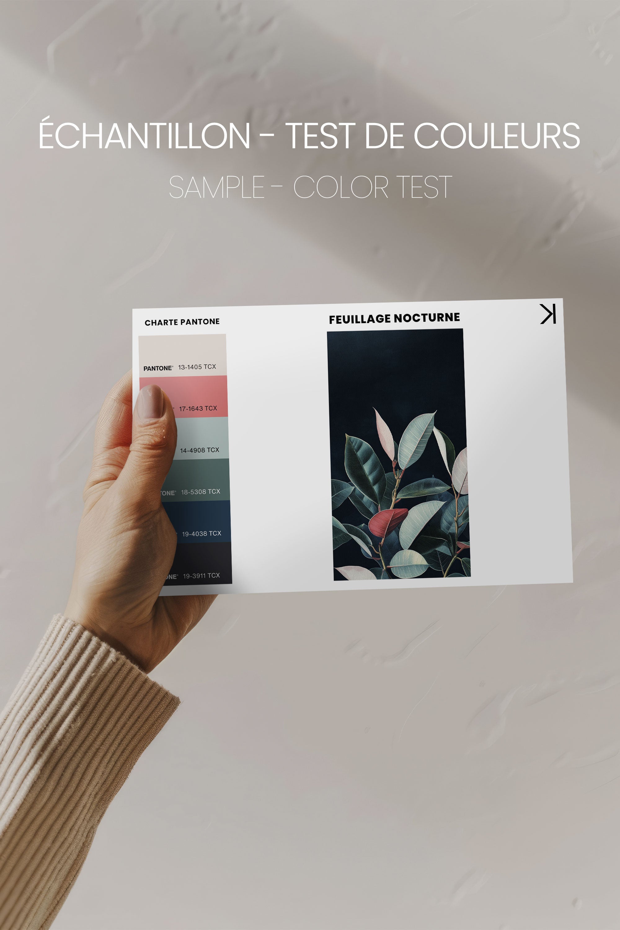 FEUILLAGE NOCTURNE, Artwork on stretched canvas, framed in Brown Oak