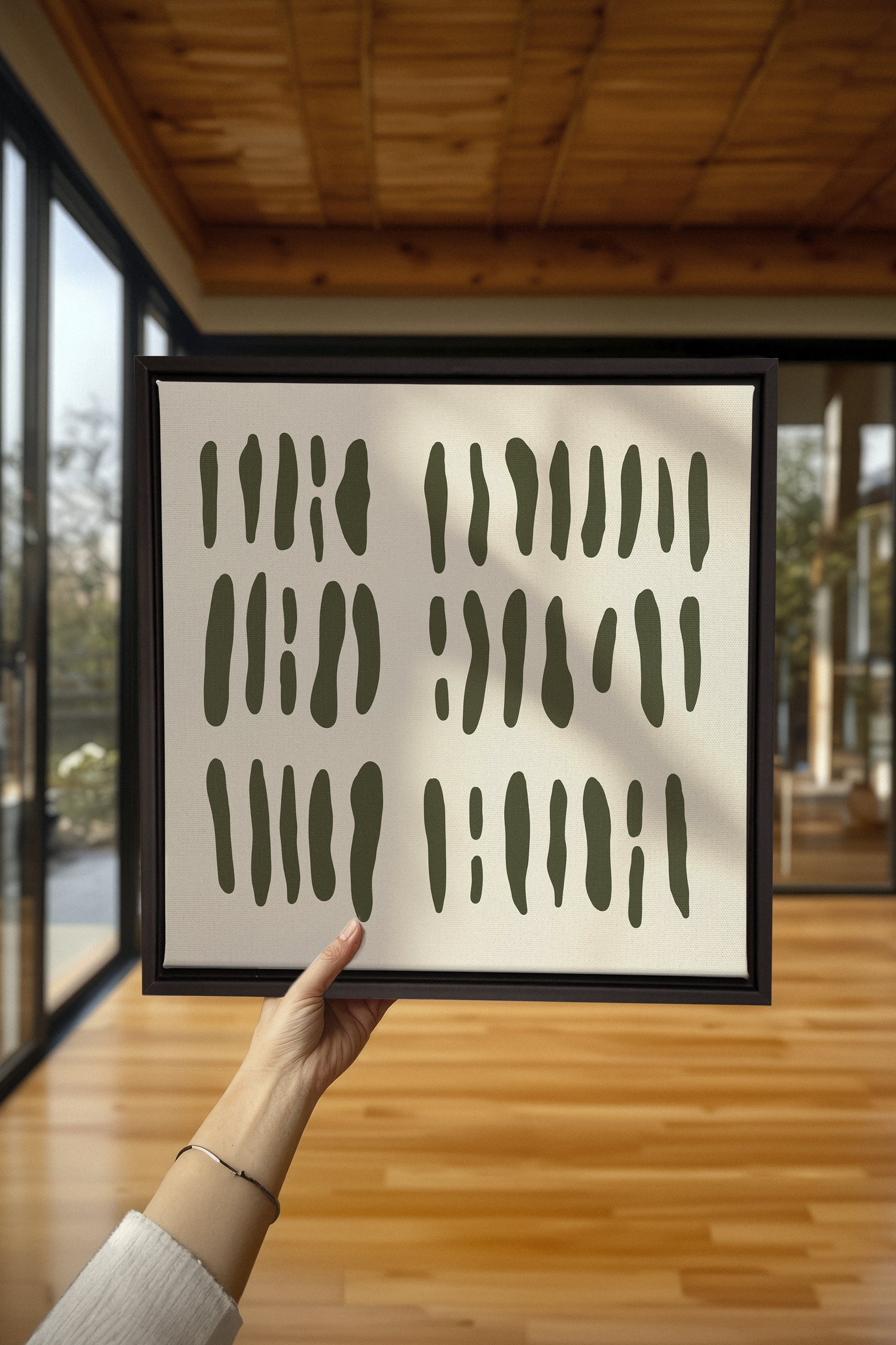 OLEKA CANVAS - FLOATING PATTERNS, Oeuvre sur toile étirée, encadré Noir