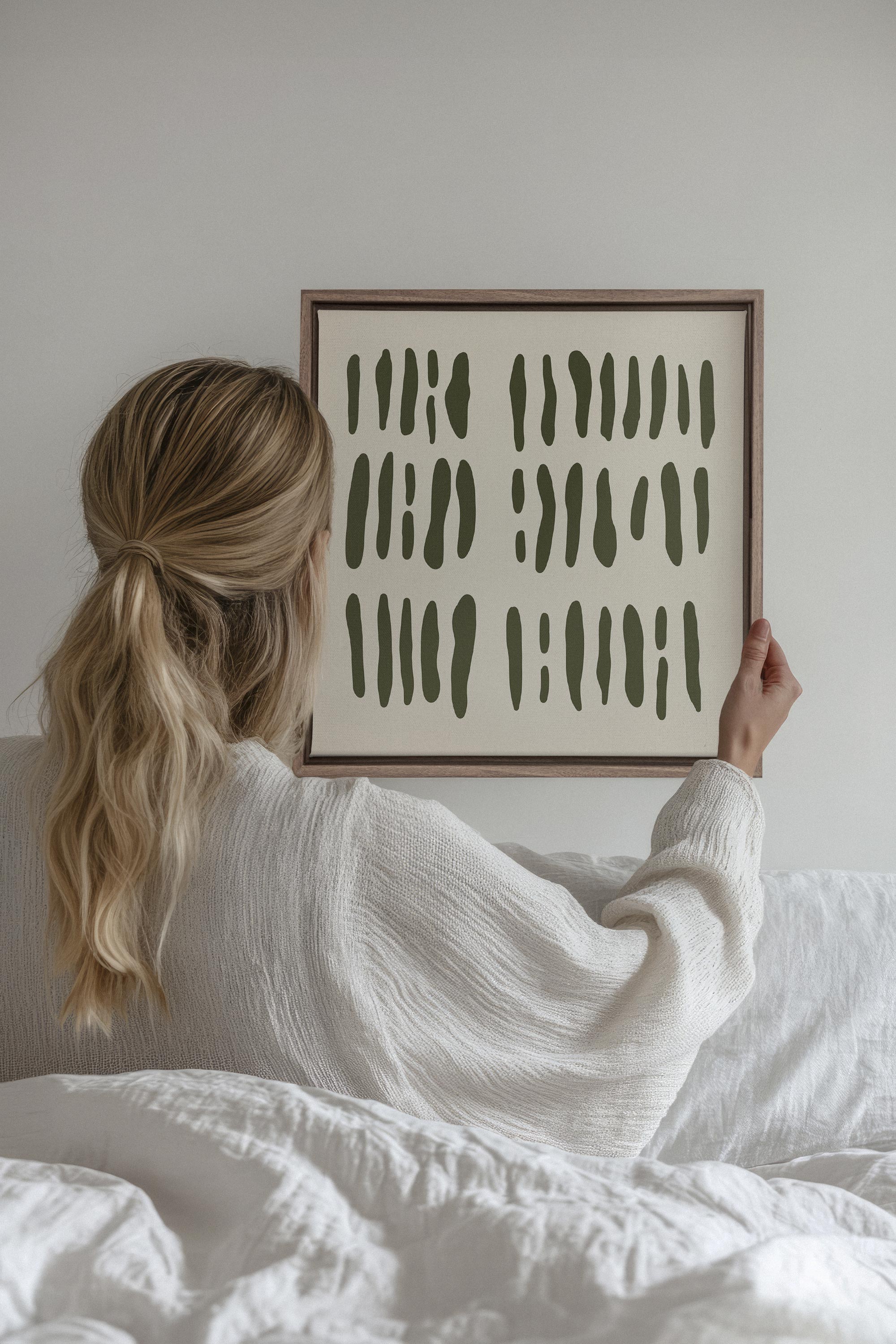 OLEKA CANVAS - FLOATING PATTERNS, Oeuvre sur toile étirée, encadré Brun Chêne