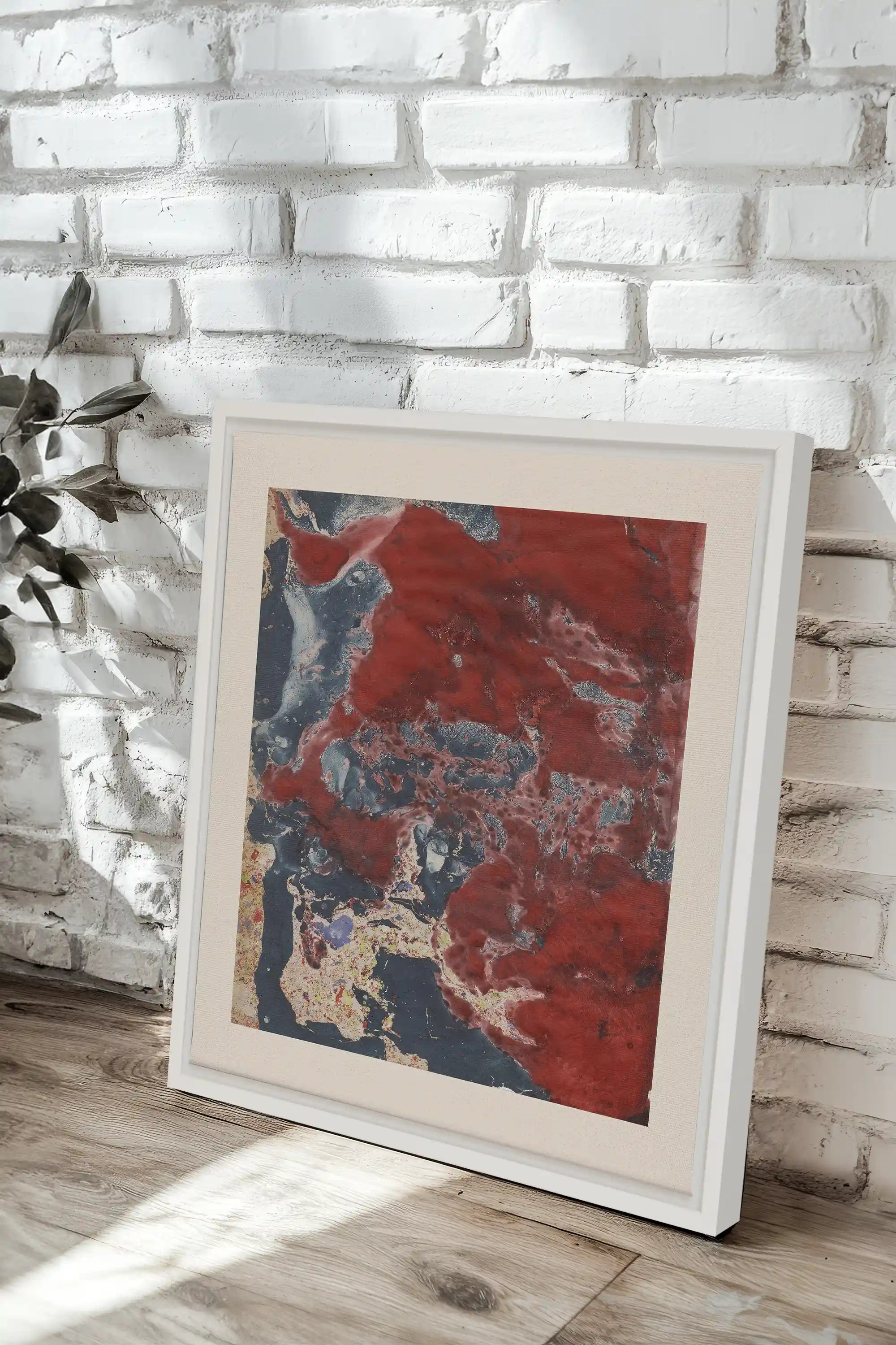 ROUGE POLAIRE, Oeuvre sur toile étirée, encadré Blanc