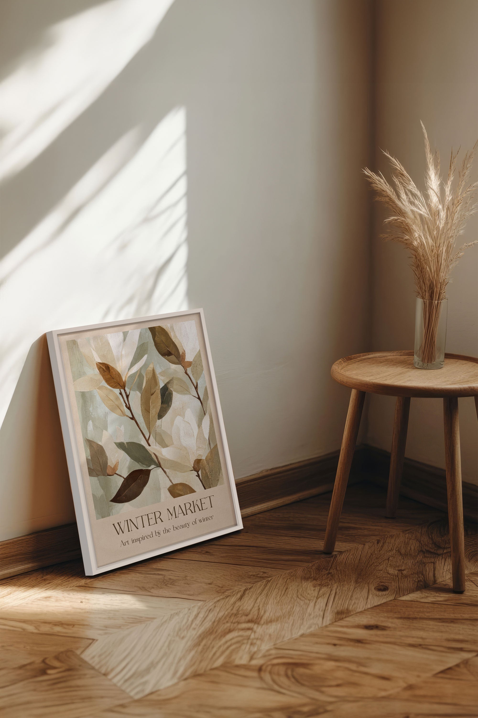 OLEKA CANVAS - MARCHÉ HIVERNAL III, Oeuvre sur toile étirée, encadré Blanc