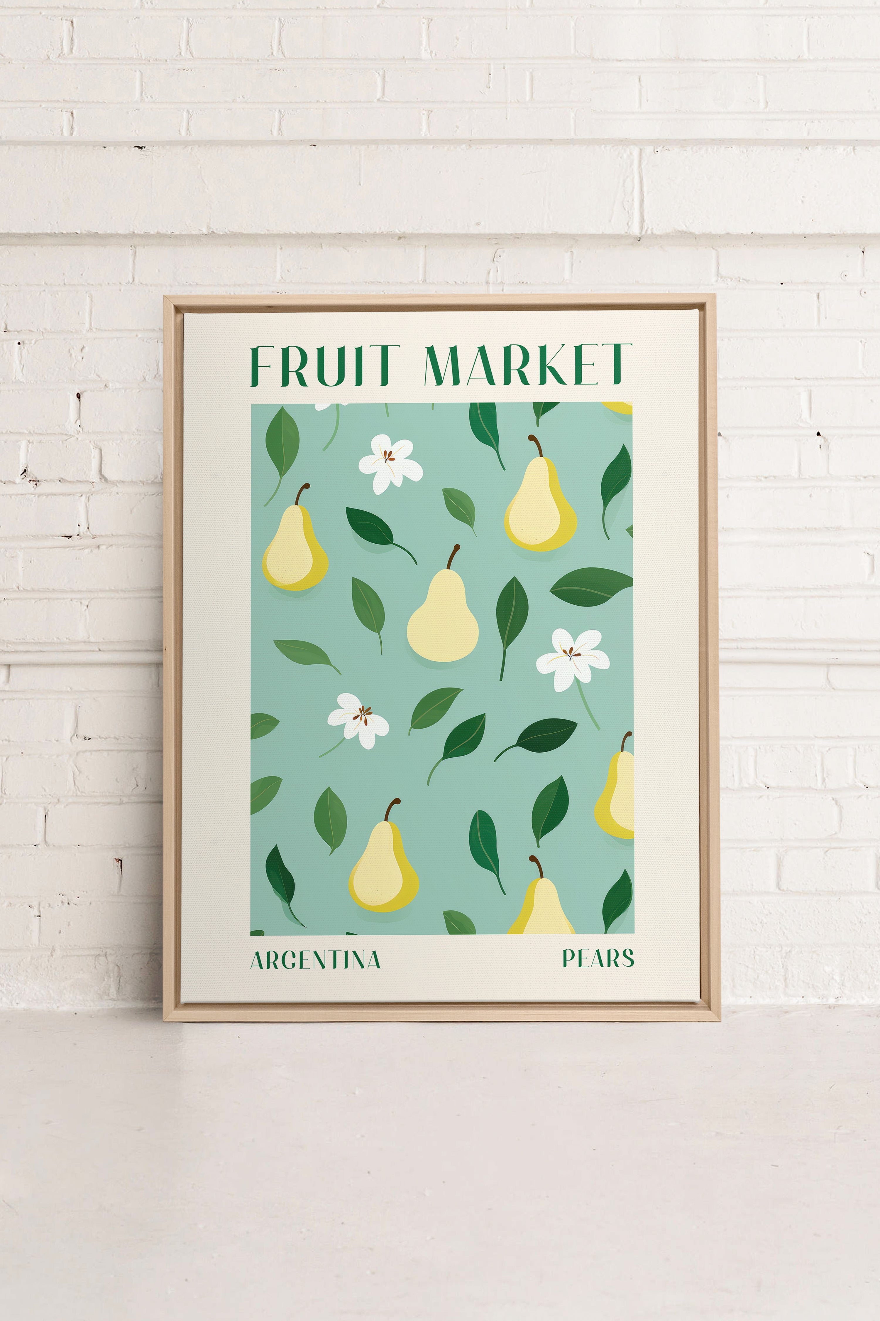 PEARS, Artwork on stretched canvas, framed Natural Light