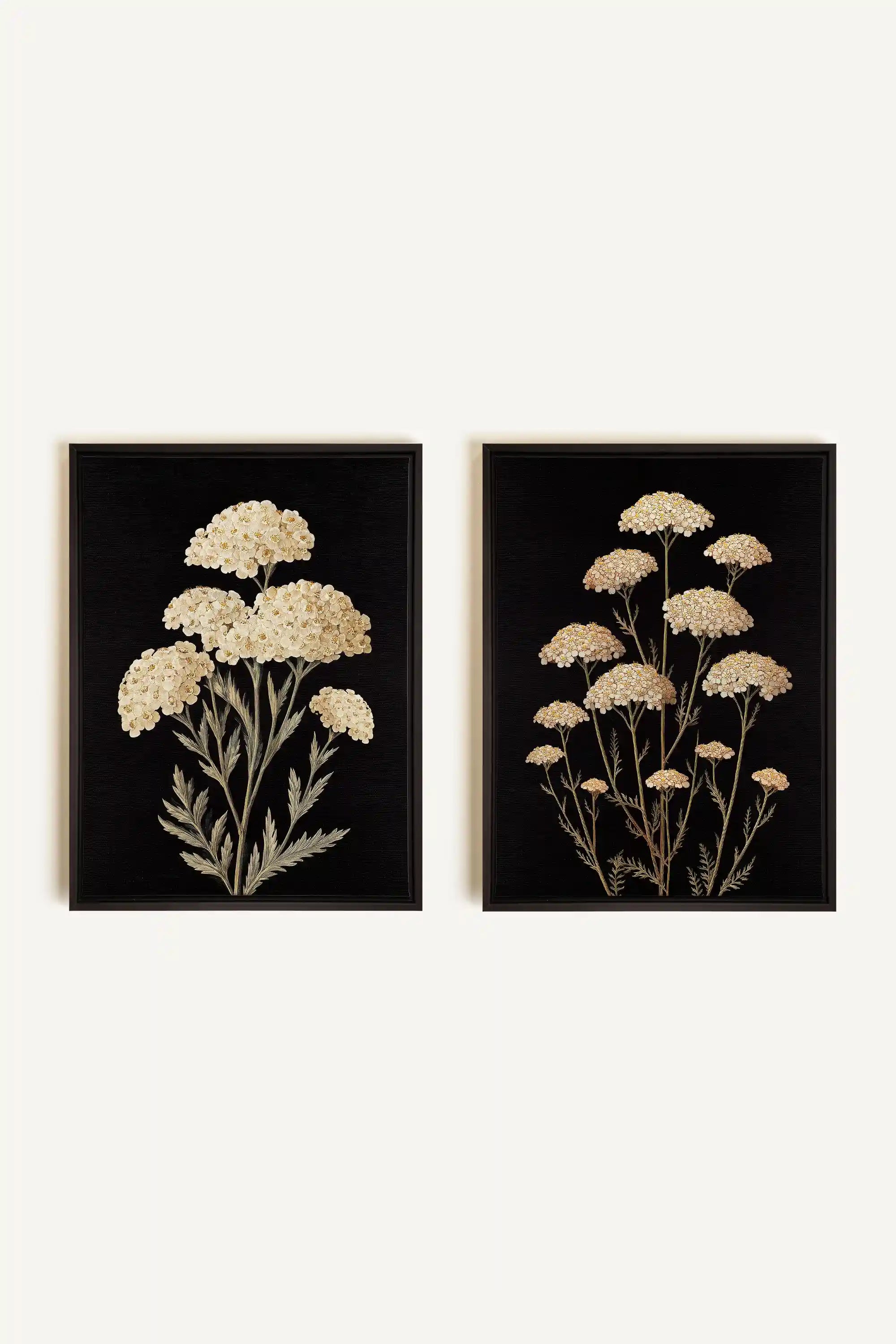 DUO SATINS DES CHAMPS, 2 Works on stretched canvas, framed Black