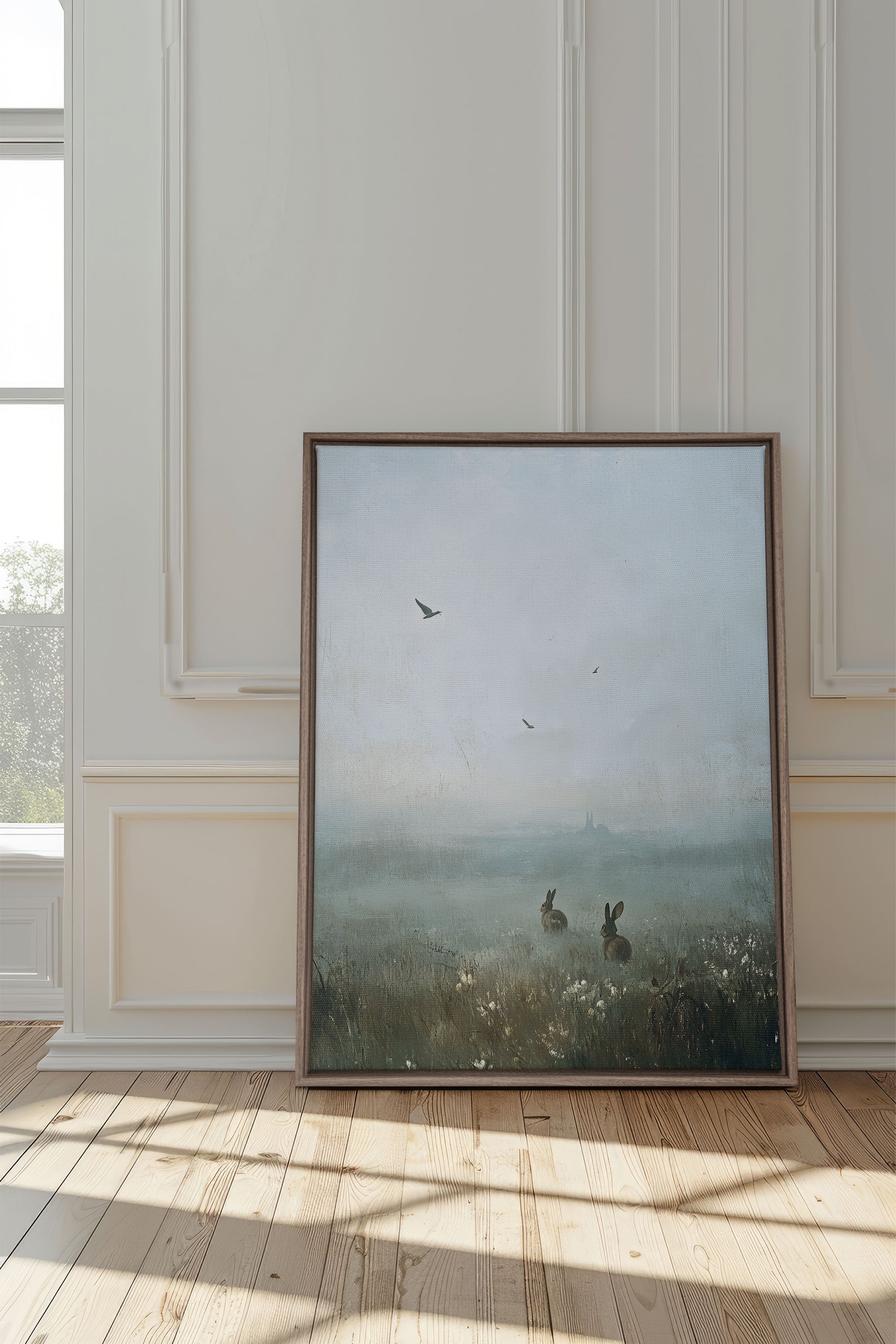 OLEKA CANVAS - ÉVEIL ENCHANTÉ, Oeuvre sur toile étirée, encadré Brun Chêne