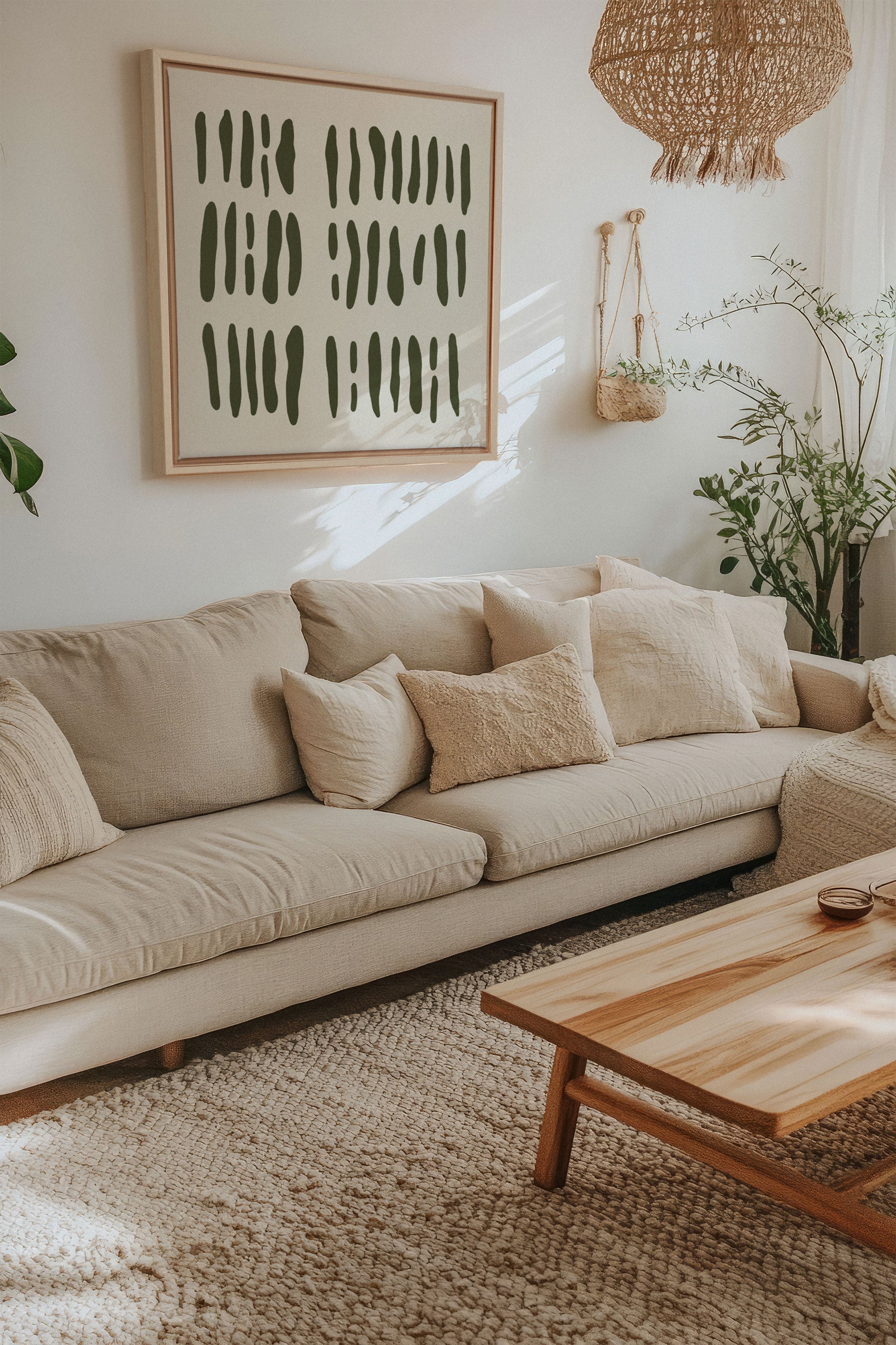 OLEKA CANVAS - FLOATING PATTERNS, Oeuvre sur toile étirée, encadré Naturel Clair