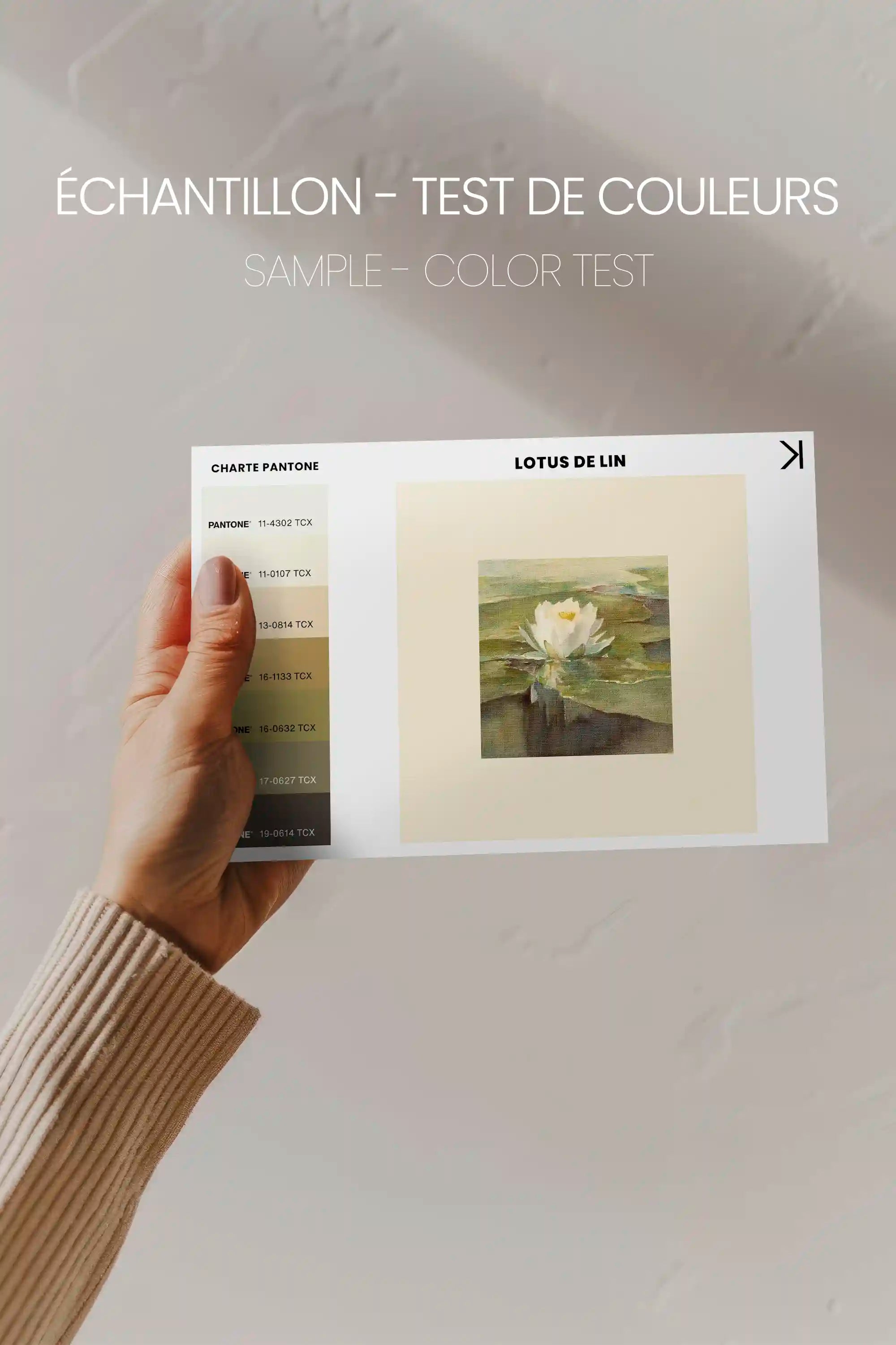 LOTUS DE LIN, Oeuvre sur toile étirée, encadré Blanc