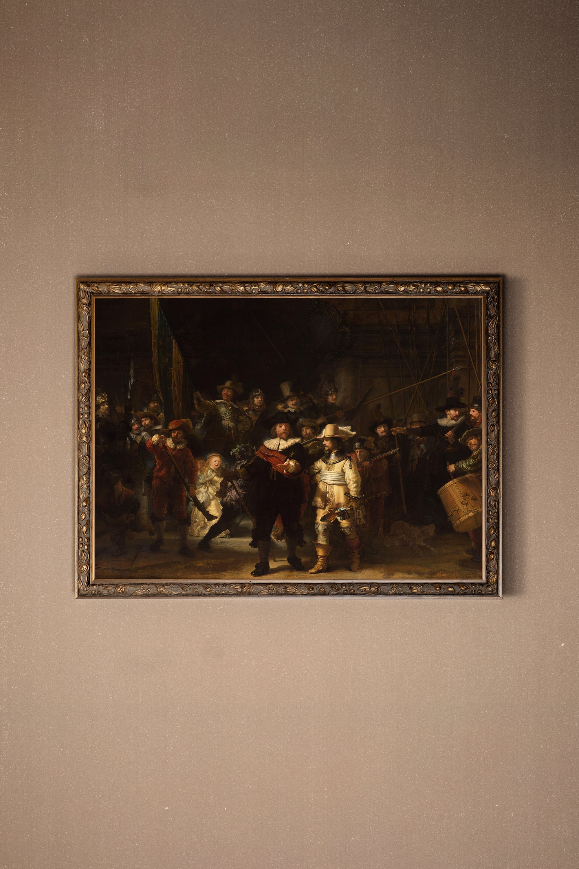 LA RONDE DE NUIT, Oeuvre sur toile rigide, encadré Vintage Bronze